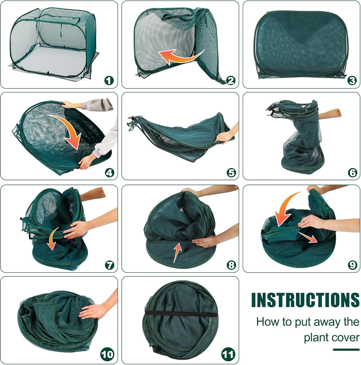 2 Pack Pop Up Mesh Plant Cover, Plant Protector for Raised Garden & Flower Bed, Net Cage Plant Guard for Fruits, Vegetables, Seedlings and Herbs, 8 Ground Stakes for Fixing.