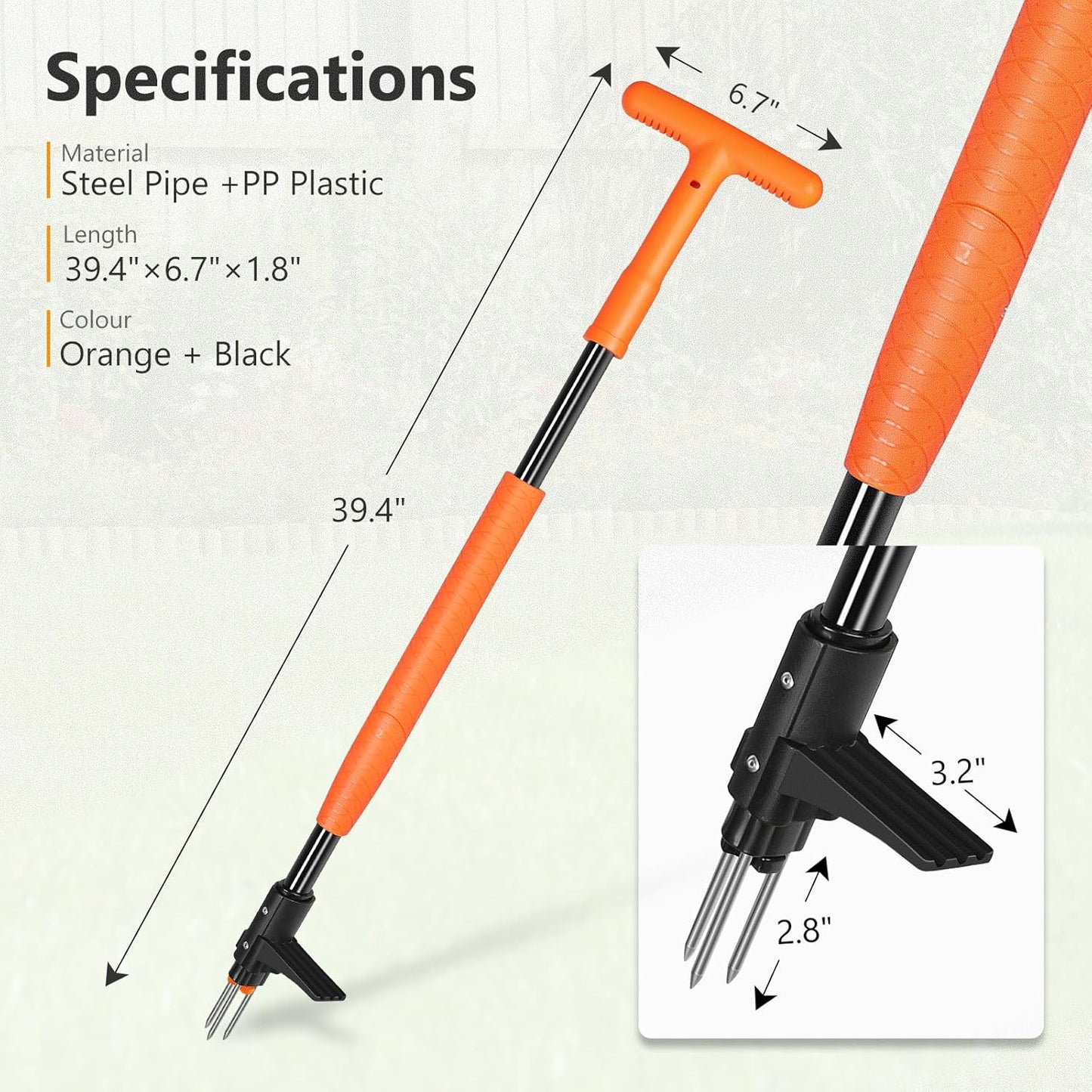 SHANTRA Weed Puller Tool, 3-Claw Stand Up Weed Puller Tool with Long Handle, Garden Weeder Puller Heavy Duty Stand Up Weeder, Weeding Tool for Lawn, Yard, Garden, Crabgrass, Dandelion Picker