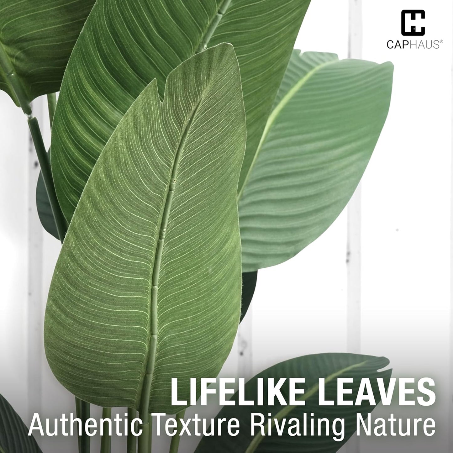 CAPHAUS 4 Feet Artificial Bird of Paradise, 48 Inch with 8 Trunks, Premium UV Resistant Lifelike Fake Plant in Pot with Dried Moss for Office, Indoor/Outdoor Use & Tropical Home Décor