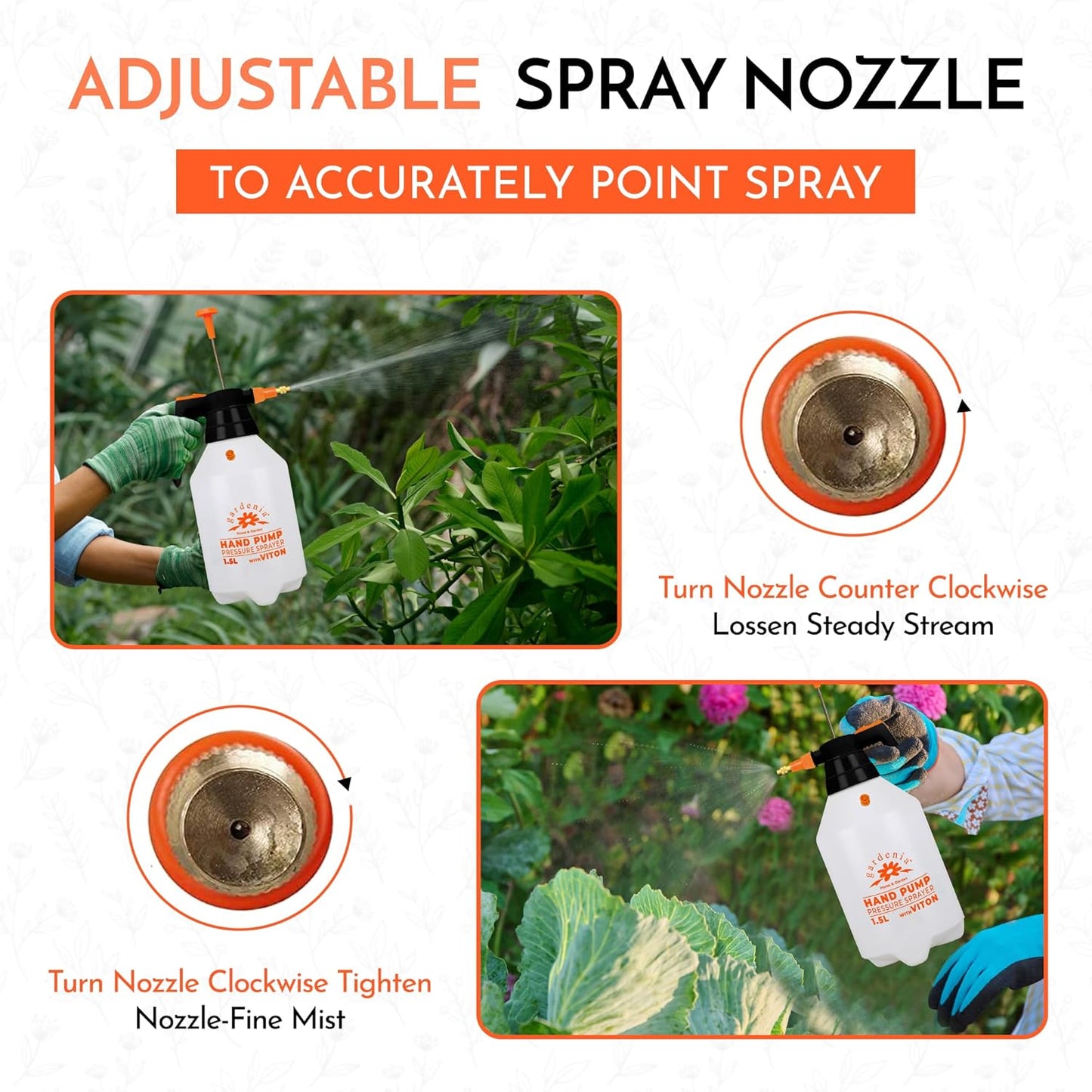 Handheld Pumping Sprayer Viton Seals Sprayers in Lawn and Garden, Spray Bottles for Cleaning Chemical Sprayer Continuous Spray Bottle for Plants 1.5L (0.4 Gal/51oz)