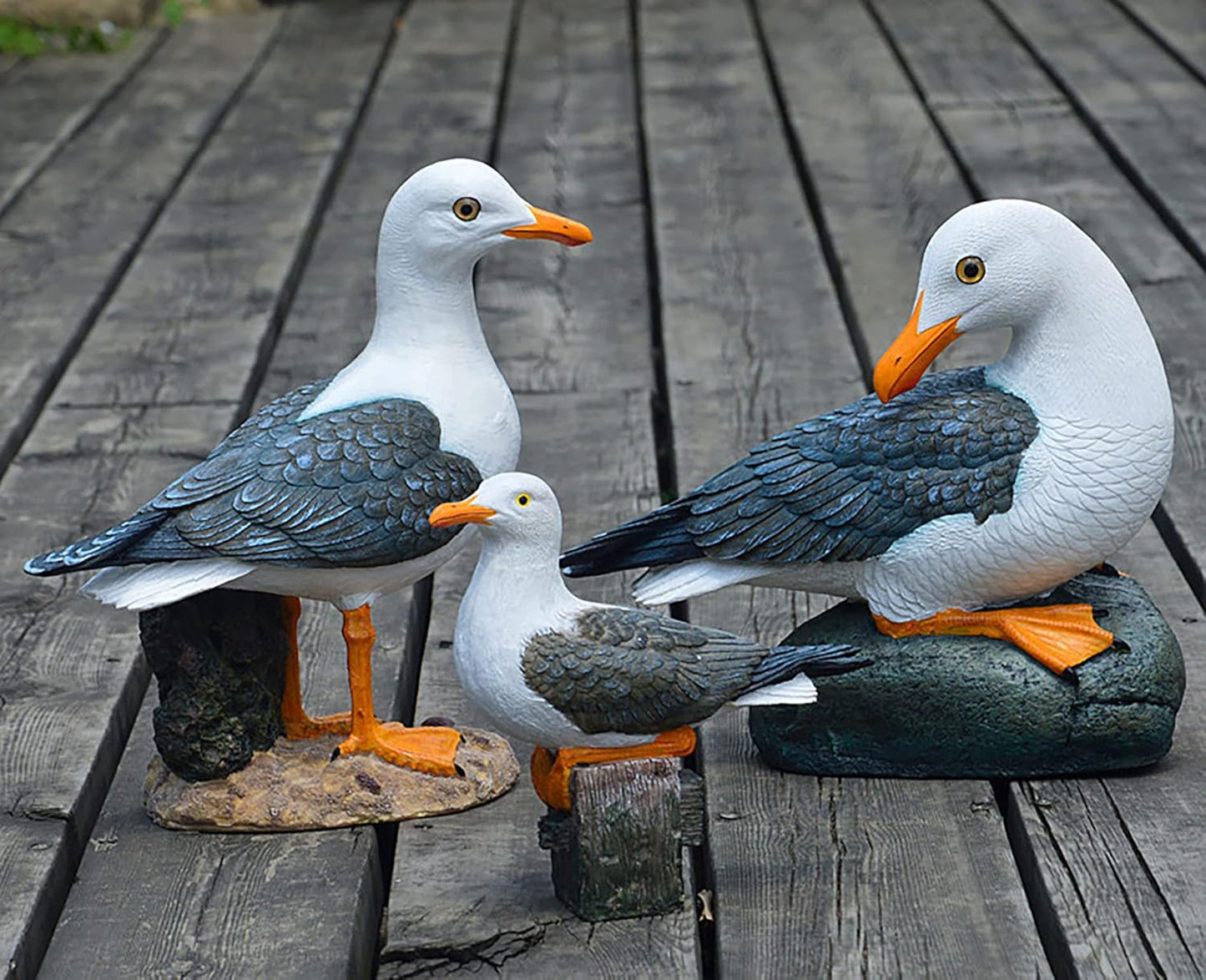 Real Seagull Figurine Garden Decorations,Seagull Statue Outdoor Decoration,Sea Bird Figurine Nautical Statue Coastal Beach Home Decorations Nautical Seagull Sculpture