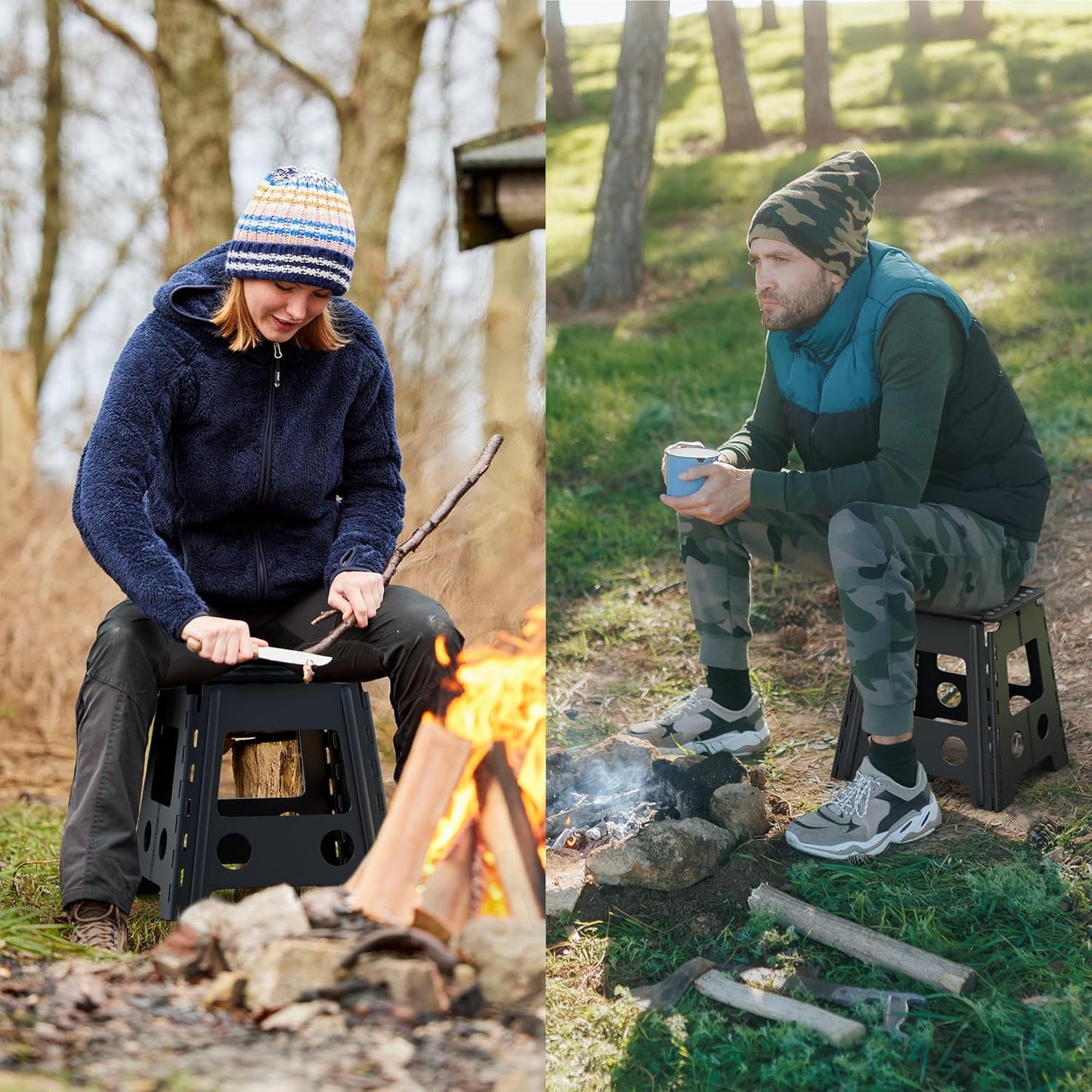 Versatile Folding Step Stool 15.7 in - Foldable Step Stool for Kids, Home, Camping, and Office - Lightweight, Sturdy, and Portable Foldable Stool, for Outdoors and Indoor Fun MOJO VENTURES