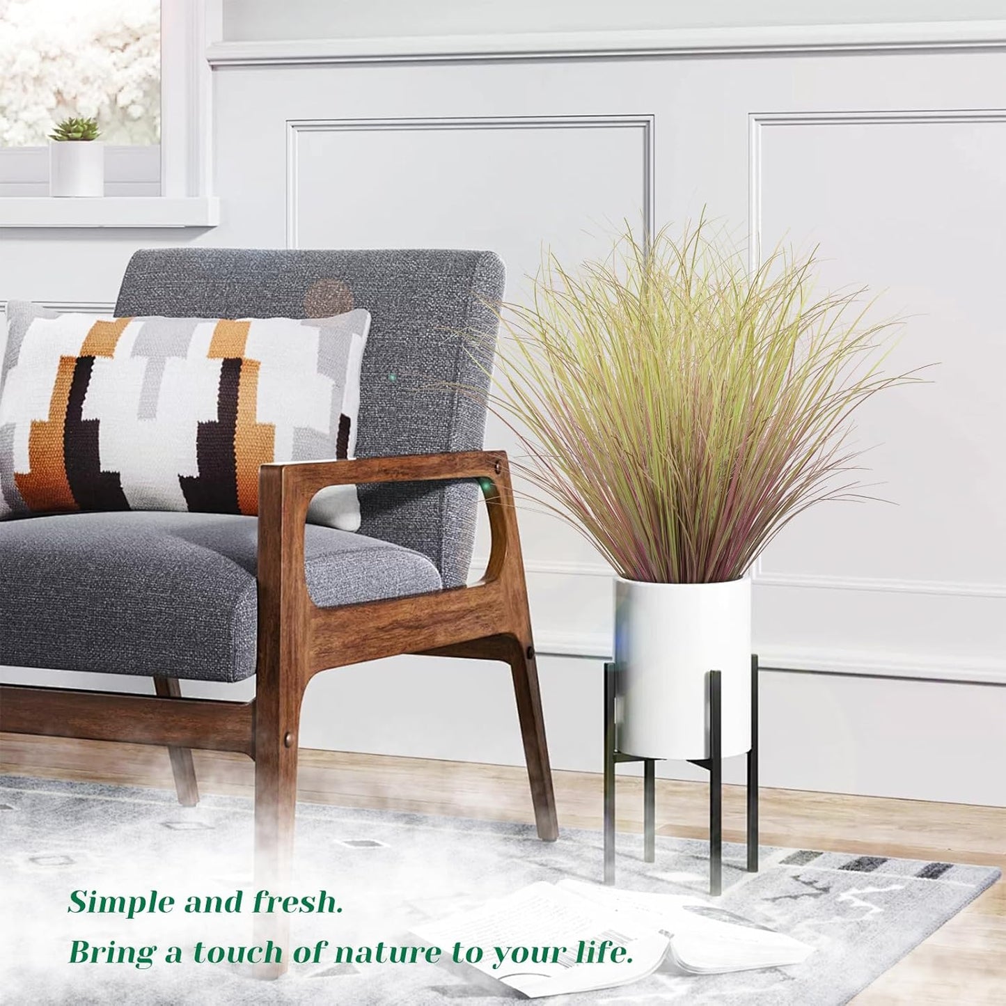 100Pcs Artificial Grass Plants, Faux Shrubs Wheat Grass, Artificial Tall Grasses Fake Plants for Outdoor Decor,Artificial Greenery Stems Weed for Room Indoor Home Decor（Light Purple）