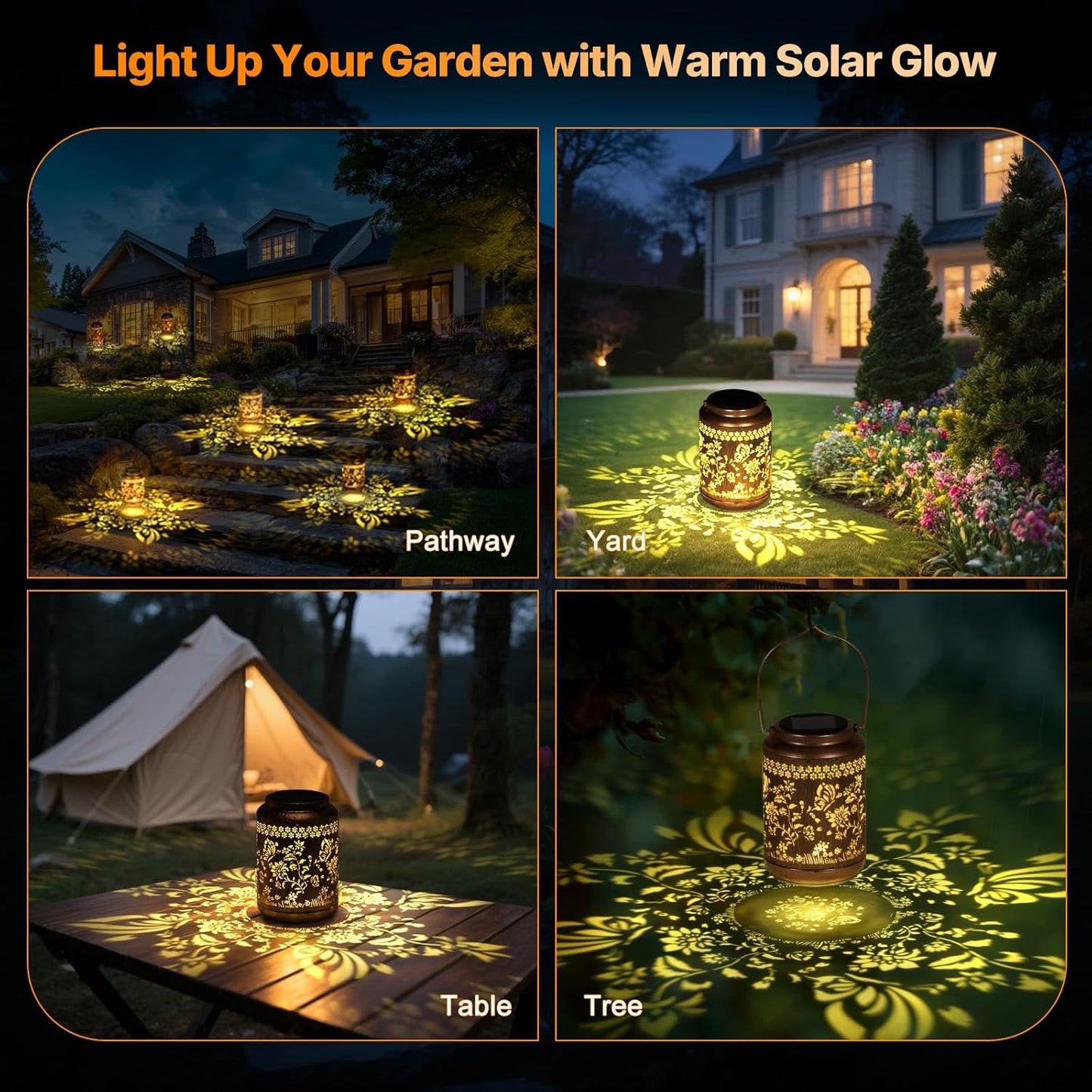 Solar Lanterns Outdoor Waterproof, Butterfly Garden Decor for Yard Porch Lawn Patio Pathway, Hanging Solar Lights Birthday Gifts for Women Mom Grandma Sister Friend
