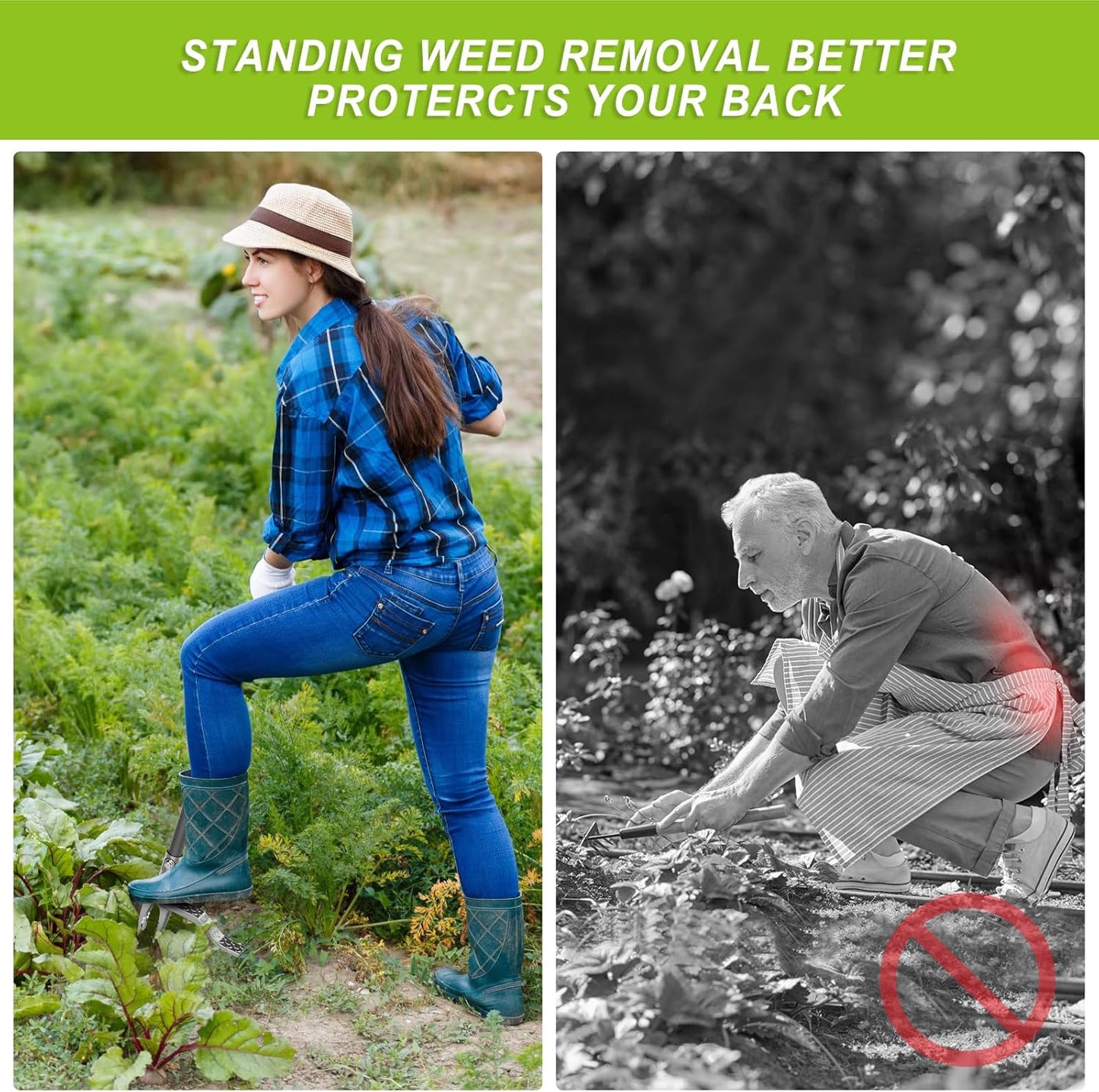 Dolibest 45'' Stand-Up Weeder Puller Tool, Manual Weeding Tool with Curved 4-Claw Steel Head, Non-Slip Handle, Weed Remove Tool for Lawns/Garden Use, Without Bending or Kneeling