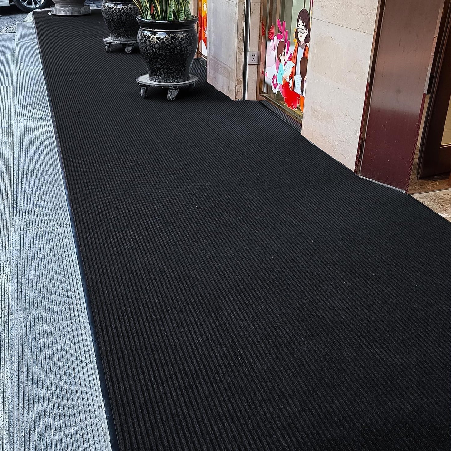 TANYOYO 4' X 6' Commercial Grade Door Floor Mat Brush Step Entrance Mat Vinyl Backed Utility Doormat Heavy Duty Floor Rugs Commercial Outdoor Carpet Indoor Entrance Mat,Black