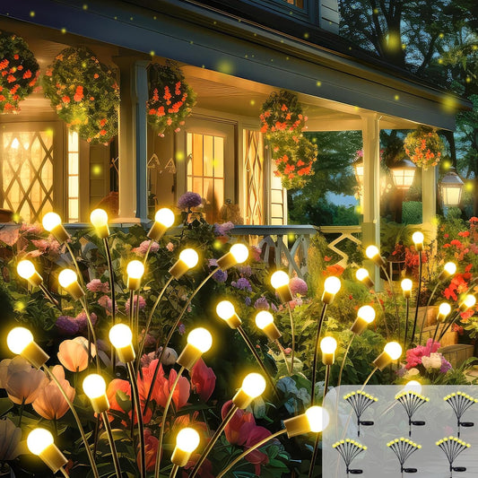 BOSSERN 2025 Solar Lights Outdoor Waterproof, 6 Pack Solar Garden Lights, Firefly Light Outdoor Waterproof, Twinkle Swaying Fairy Light for Yard Patio Pathway Garden Decoration (Warm White)
