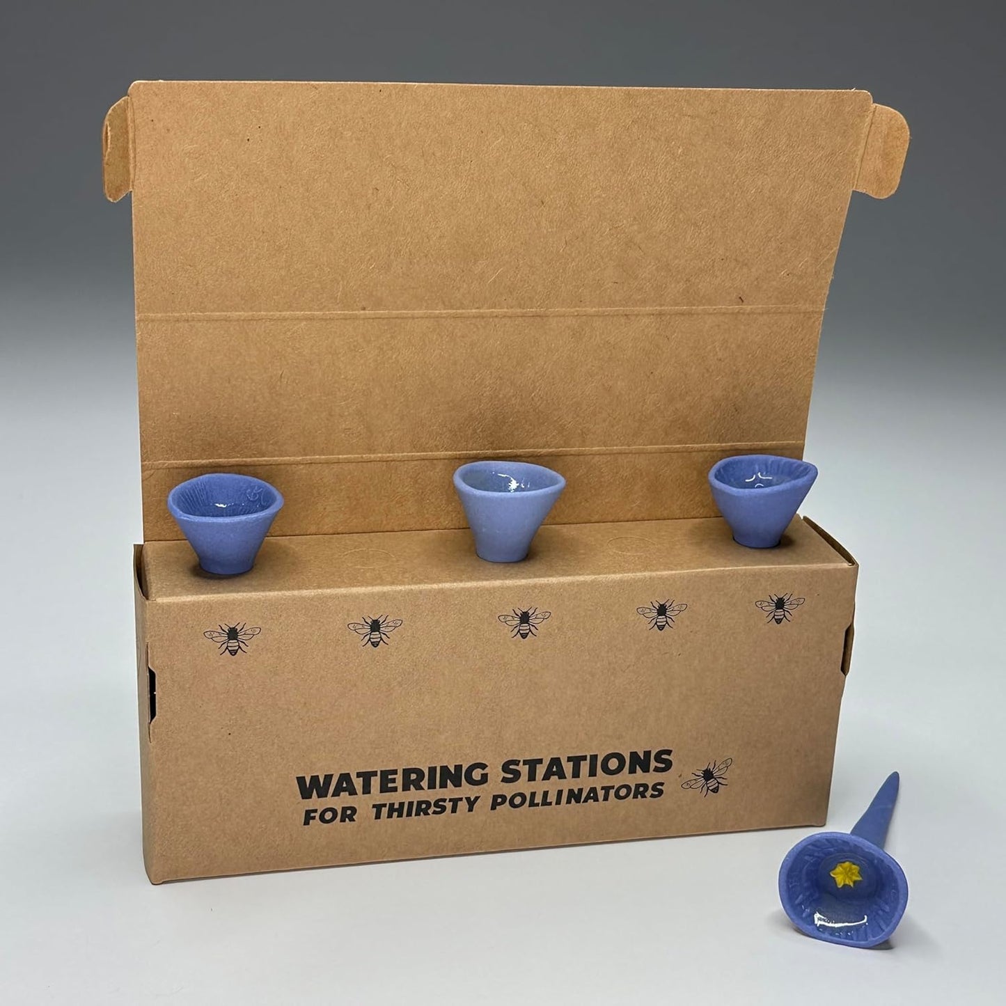 3 Pack, Bee Watering Station, Butterfly Feeder, Bee Feeder, Garden Decor, Bee Decor, Outdoor Garden Decor, Plastic Free, Handmade from Porcelain (3, Blue)