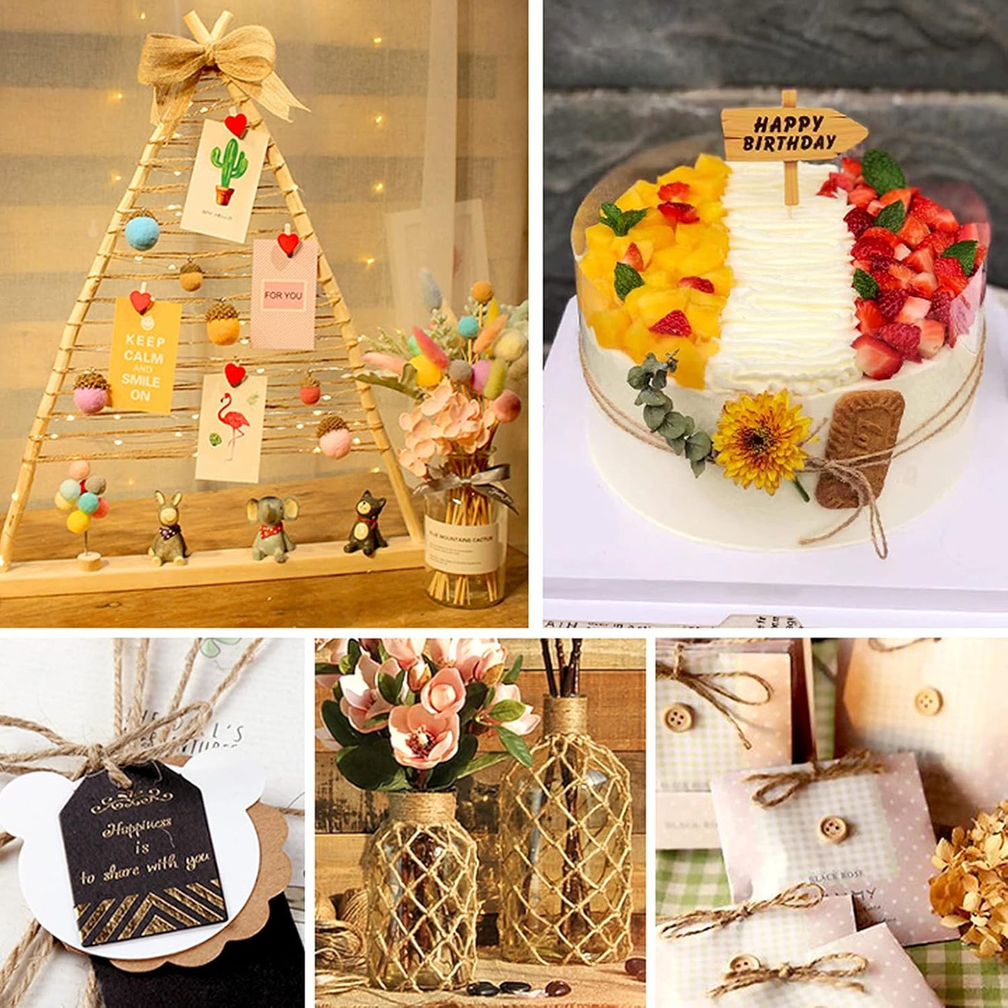 Anvin Cotton Twine - Natural Jute Packing & Wrapping Twines (Black, White) - 984 Feet, 10 Ply, 2mm Thick - Ideal for Bakers, Butchers, Arts & Crafts, Gardening - Pack of 3