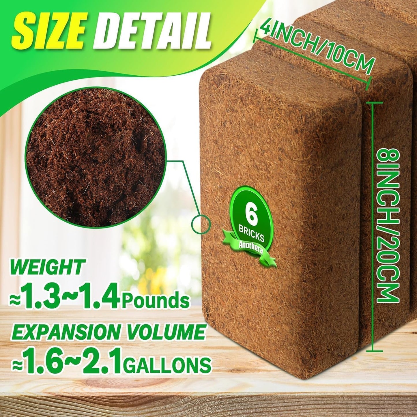 Coco Coir Brick for Plants-3 Pack Premium Coconut Bricks, 100% Organic Peat Moss, Fiber Coconut Husk for Planting, Gardening, Potting Soil Substrate