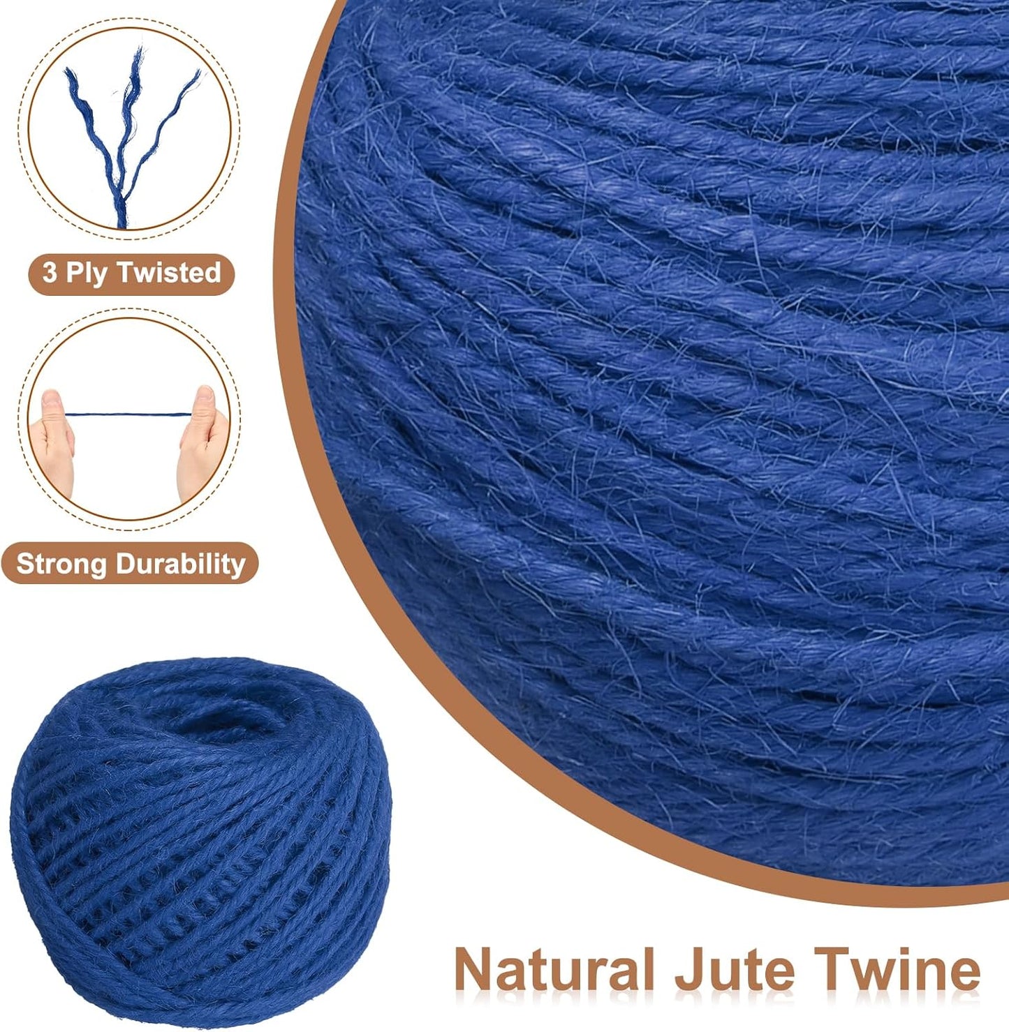 uxcell 164 Feet Natural Jute Twine String,3mm Thin Garden Twine Rope Colored Plant String Cord for DIY Art Crafts Gift Wrapping Decoration Packing Gardening Plant Hanger,Blue