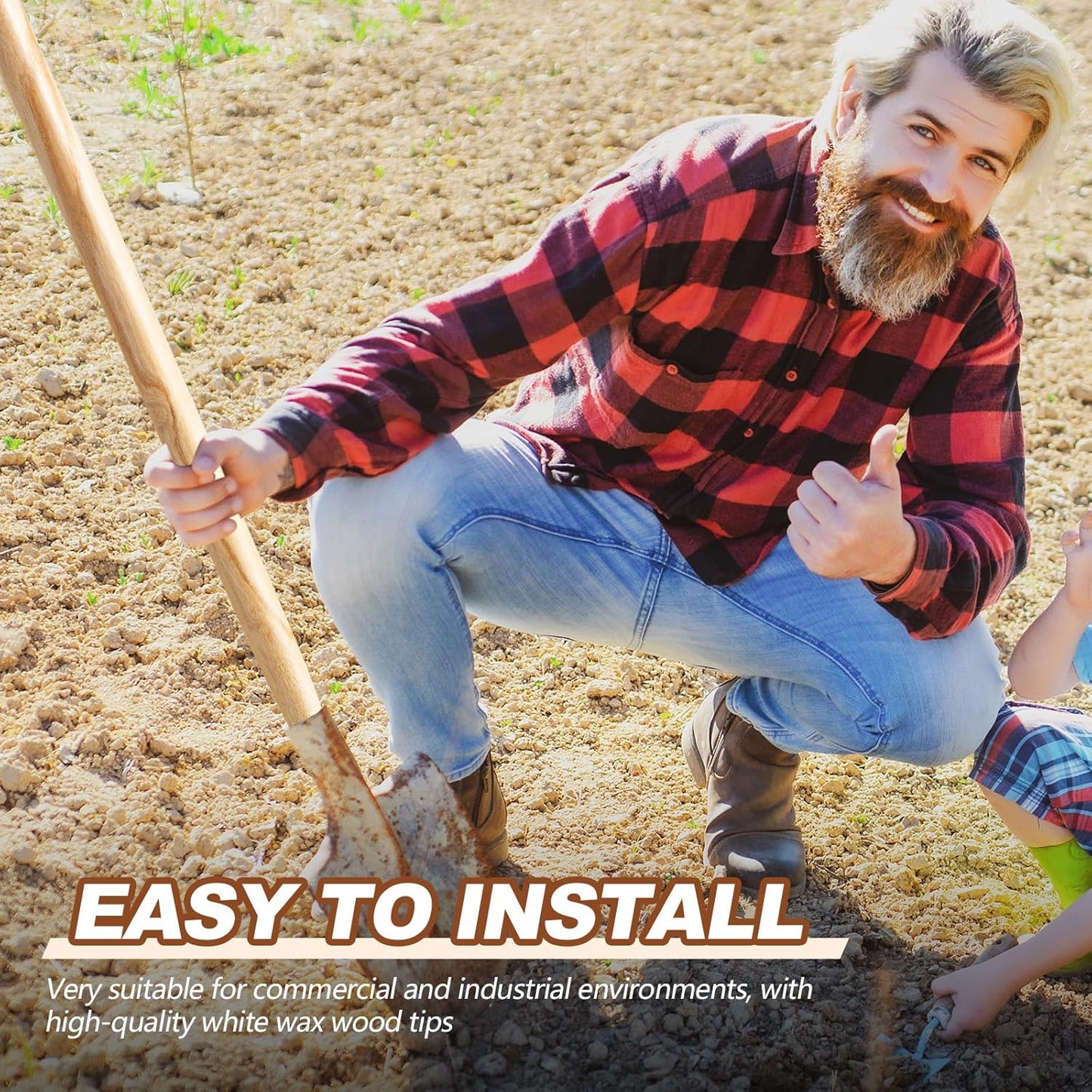 4 Pcs Wooden Shovel Handle Ash Replacement Handle for Long D Handle Shovels Replacement Tool Handle