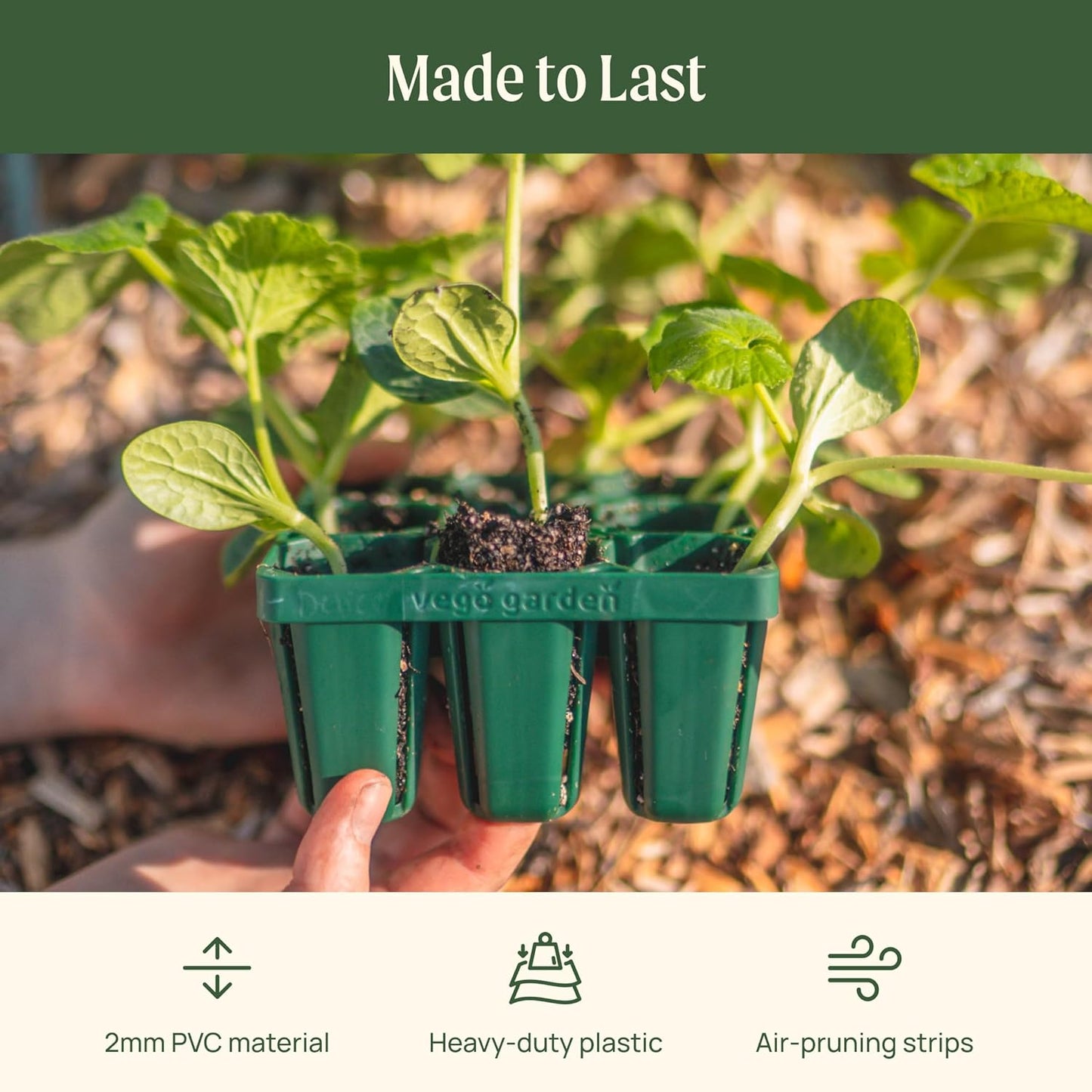 Vego garden Standard Seedling Trays Without Lids, 16 Pack for Seedlings Reusable Propagator Growing Starter Tray, Germination Trays Kit for Greenhouse/Garden (8-Cell per Tray)