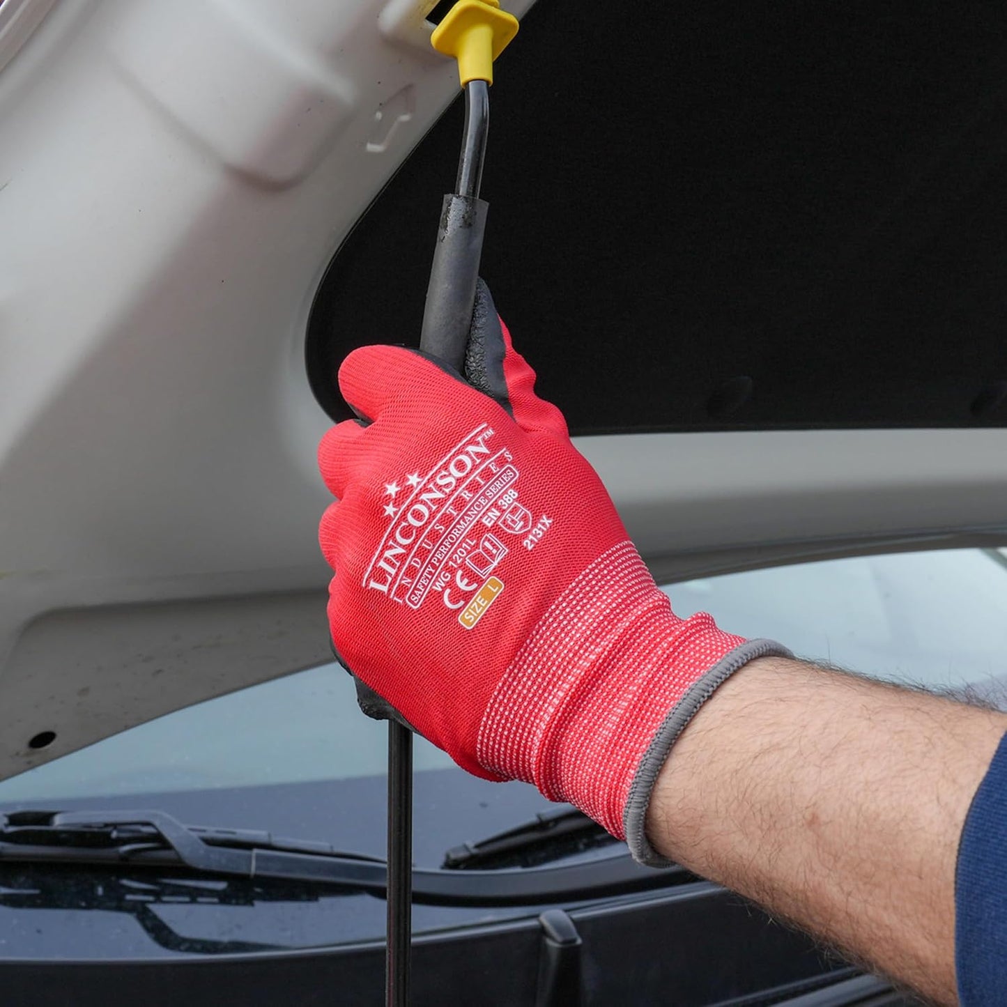 linconson 12 Pack Safety Performance Series Construction Mechanics Wrinkle Latex Work Gloves