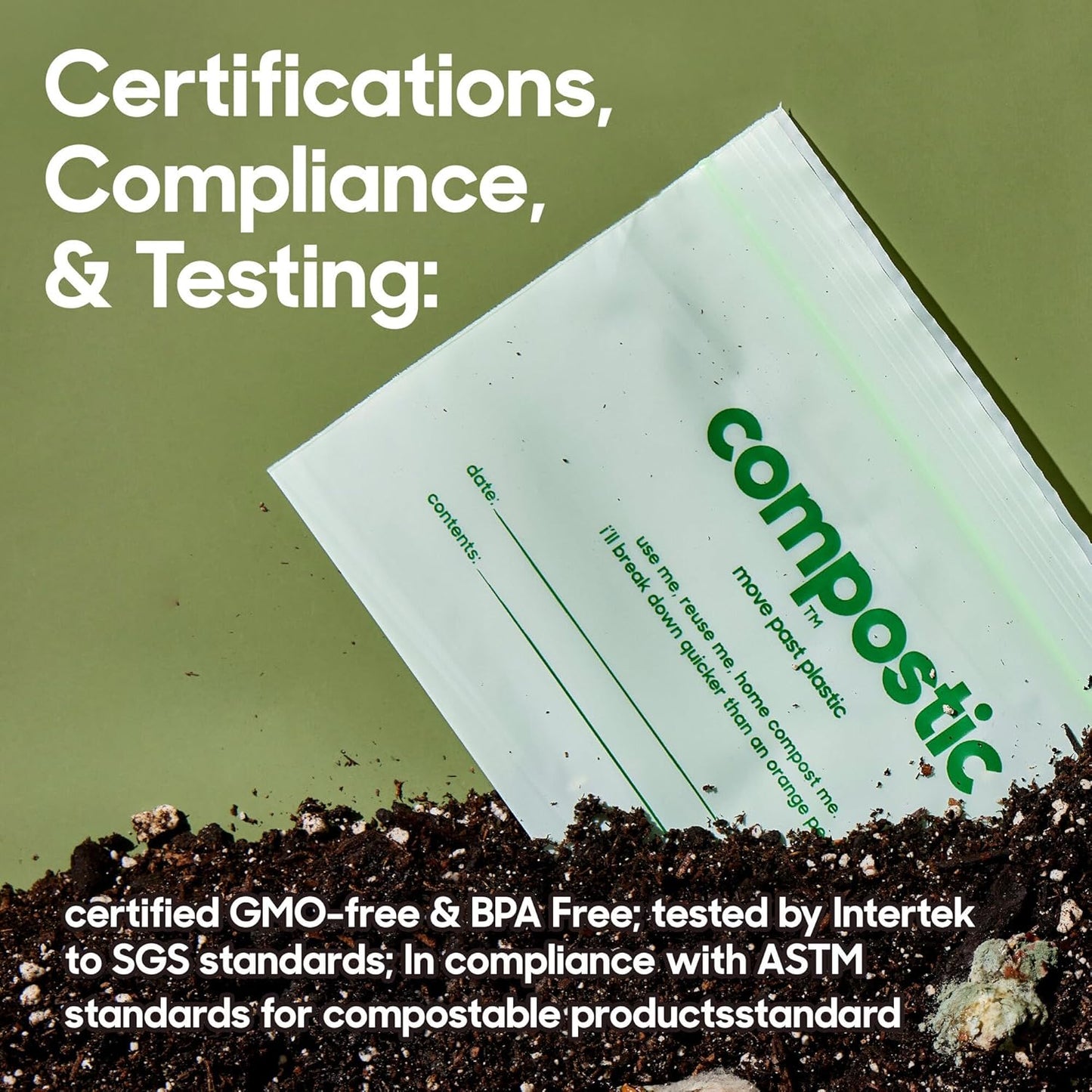 Home Compostable Resealable Gallon Bags (10.5"x10.5"), Microwave & Freezer Safe, Organic Food Storage Container, 30 Count (Pack of 2)