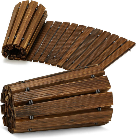 6FT Wooden Garden Pathway,Outdoor Roll Out Decorative Curved Walkway,Weather-Resistant Patio Path,Non-Slip Pavers Boardwalk for Garden, Backyard, Beach, Wedding Party Pathways