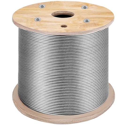 VEVOR 3/16 Stainless Steel Cable 1000FT, T316 4700 LBS Breaking Strength Thickened Cable Railing System Wire Rope Aircraft Deck Railing Kit Fence Wire
