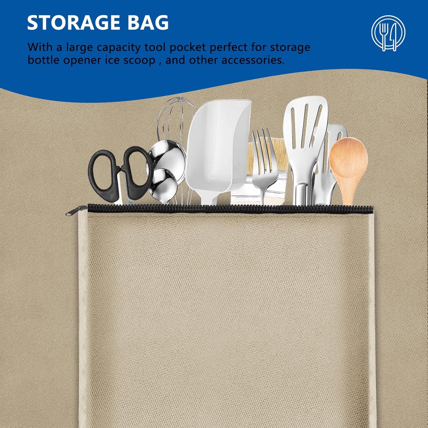 SIRUITON Outdoor Bar Cart Cover for 30 Inch Portable Outdoor Table, Heavy Duty 600D Oxford Fabric Outdoor Waterproof BBQ/Worktable Metal Movable Table Cover