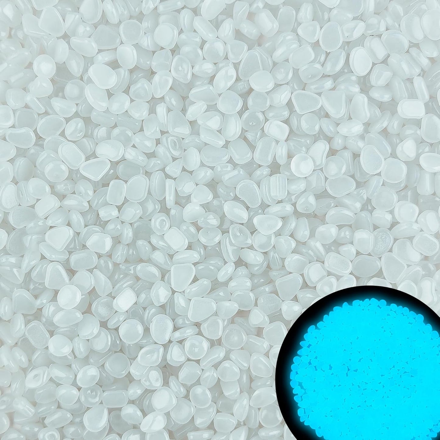 500pc White Glow in The Dark Stones Glowing Rocks Luminous Pebbles for Outdoor Decor Luminous Stones White Glow Stones for Yard Fish Tank Walkway Pathway Aquarium Garden,White