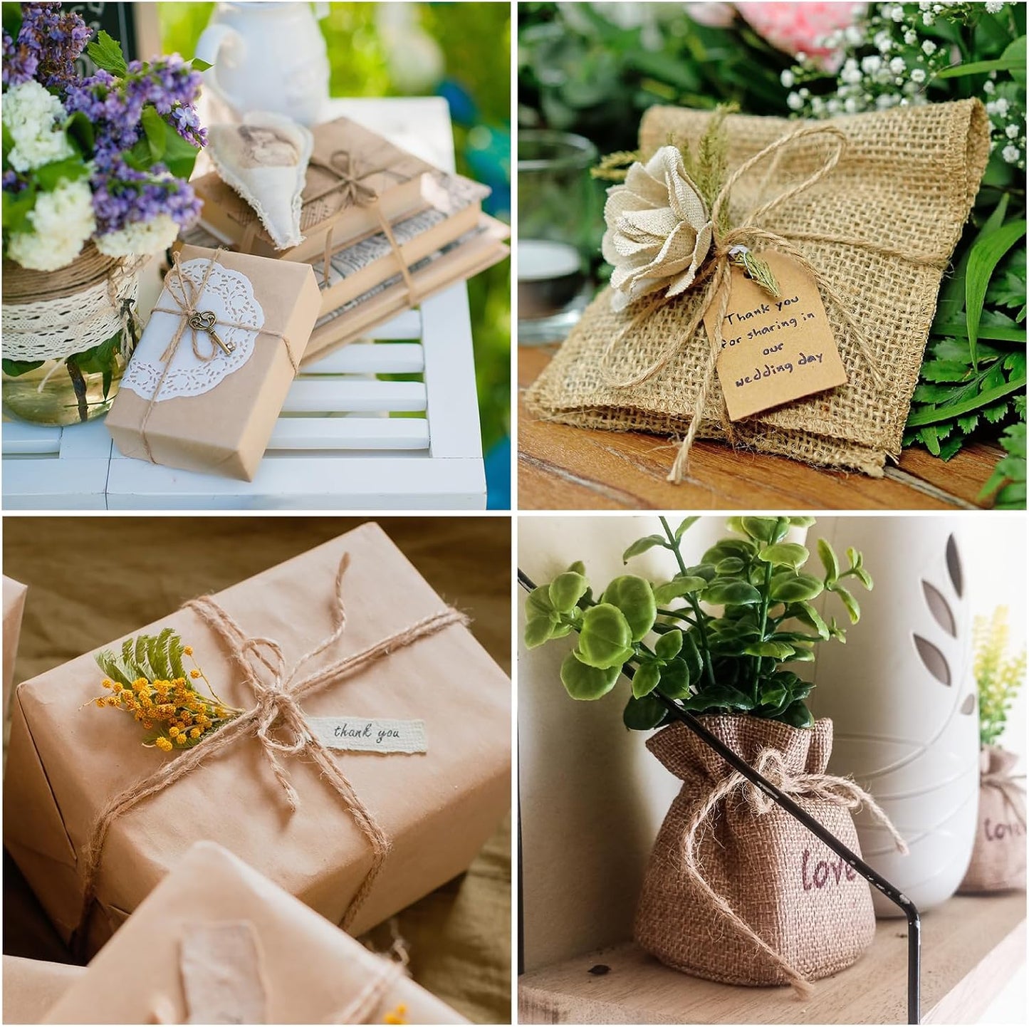 uxcell 328 Feet Natural Jute Twine String,2mm Thin Garden Twine Rope Colored Plant String Cord for DIY Art Crafts Gift Wrapping Decoration Packing Gardening Plant Hanger,Beige