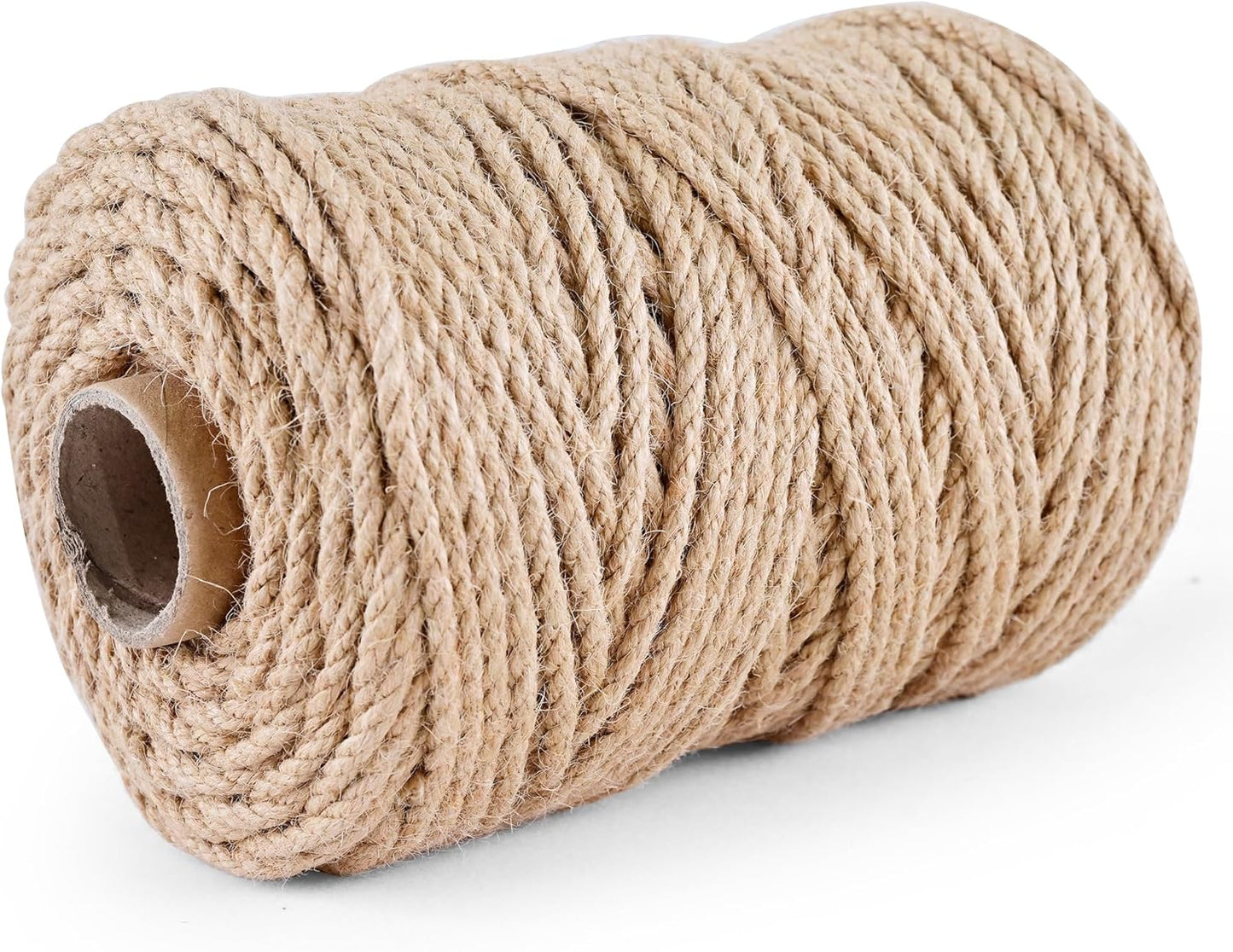 Natural Jute Twine 656ft 4mm,3Ply Twisted Thick Twine Rope Strong Jute String Roll for Crafts Gift Wrapping Gardening Home Decor Bundling Cat Scratching Post