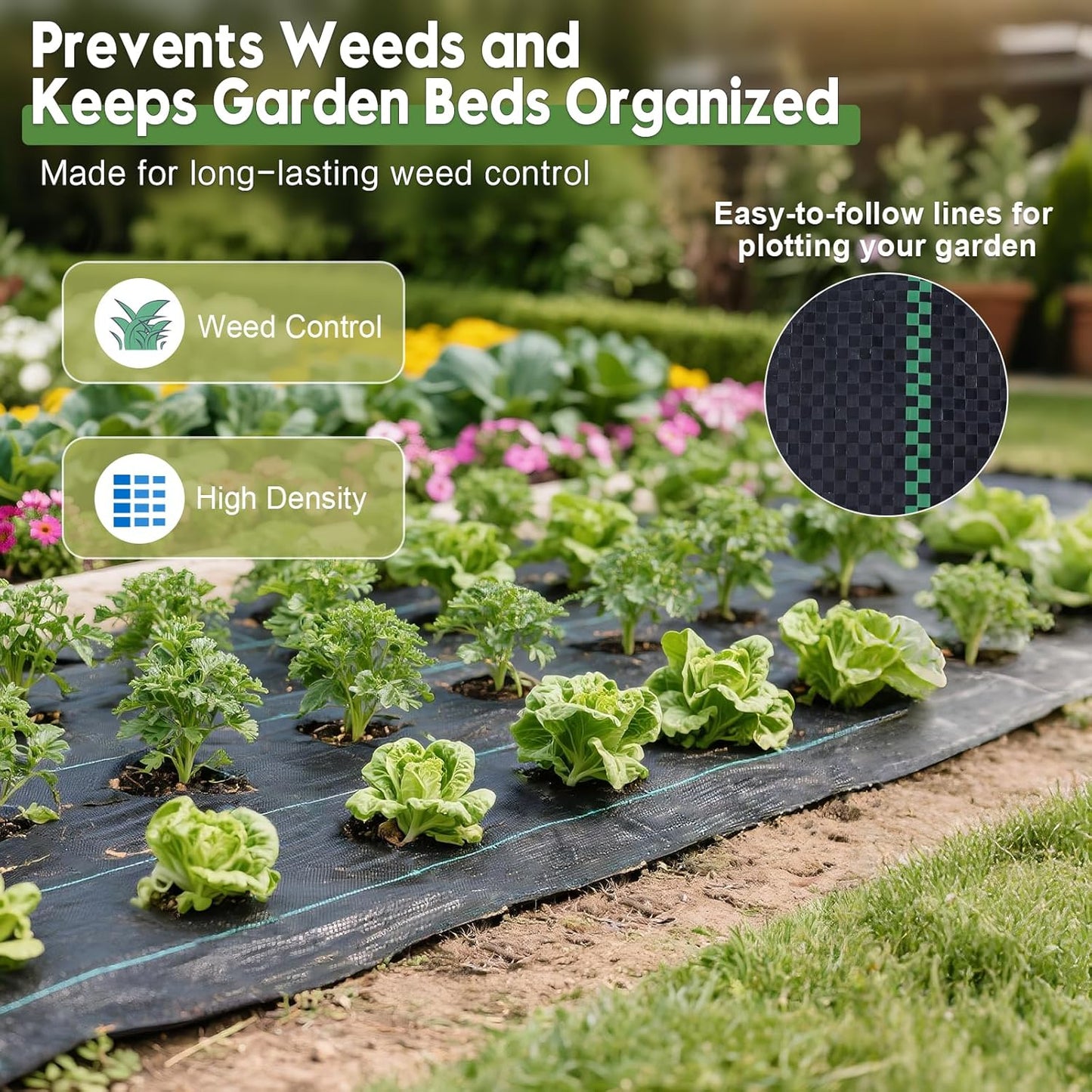 4FTx100FT Weed Barrier Fabric Heavy Duty, Gardening Landscape Fabric Cover Mat, Durable Weed Control Fabric for Garden Bed Cover, Landscaping, Commercial Driveway, Underlayment Use (4x100FT-3.2OZ)