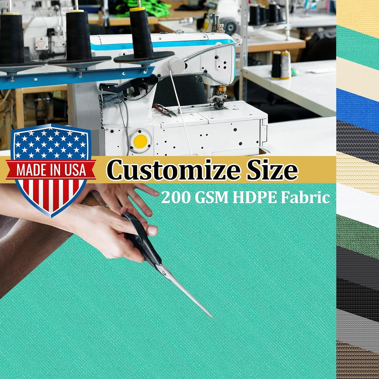 Shade&Beyond Customized Size 90% Sun Shade Cloth with Grommets, 7' X 9' Pergola Shade Cover Canopy, Mesh Tarp Sun Screens for Patio, Outdoor, Garden, Backyard GN01, Turquoise