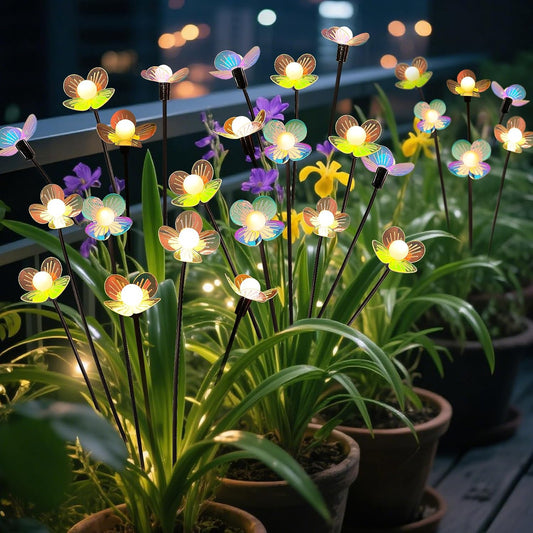 Solar Garden Lights, 2 Pack 12 LED Solar Swaying Flower Light, Waterproof Firefly Lights Outdoor Fairy Light for Garden Patio Yard Pathway Flower Bed Decoration