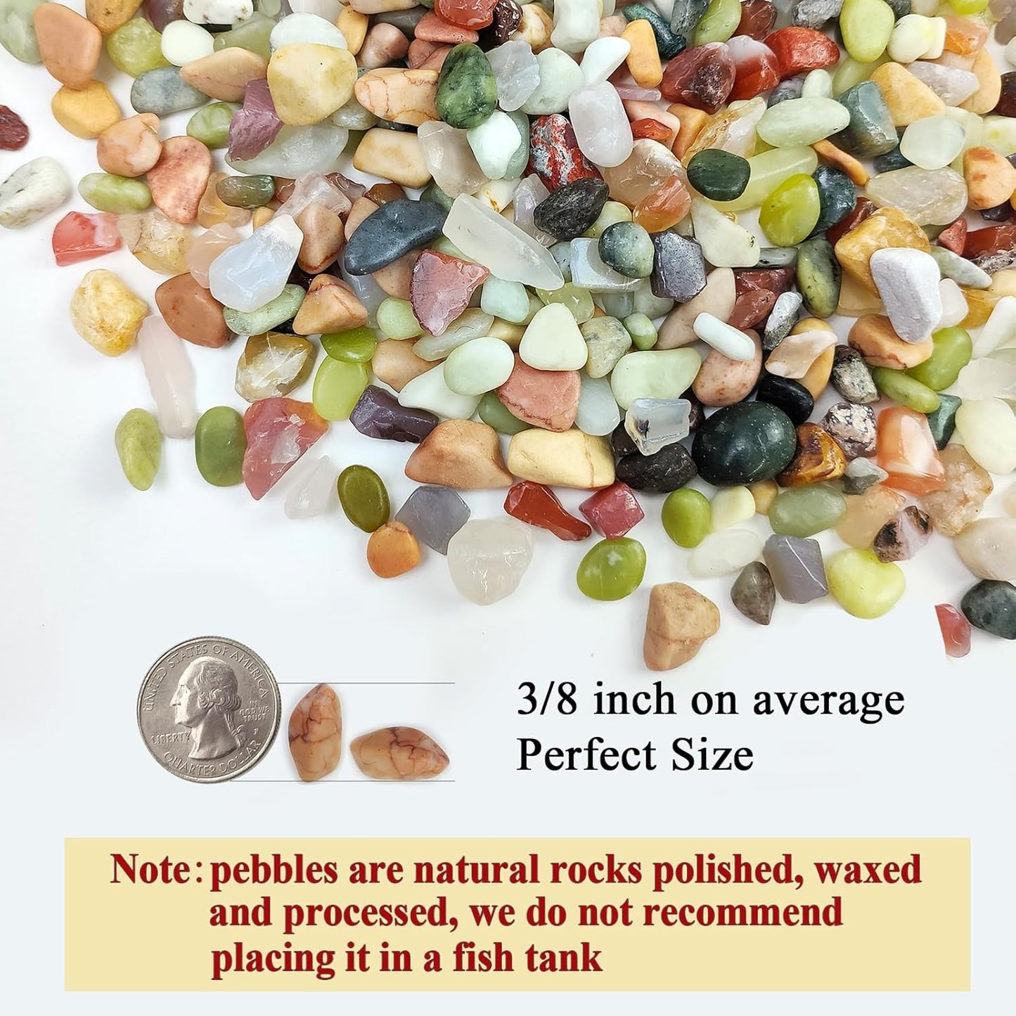 2 Pounds Pebbles for Plants, 3/8 Inch Succulent Rocks, Decorative Polished River Rocks for Plants Indoor, Vases, Cactus Planters, Bird Bath, Craft and Fairy Garden
