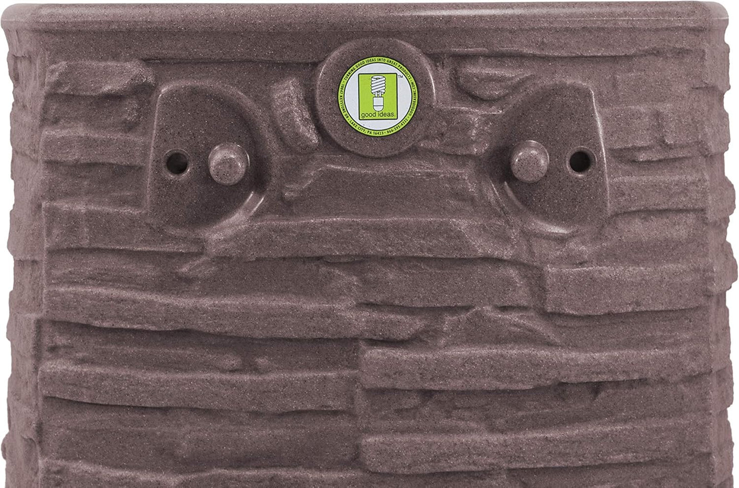 Good Ideas Impressions Riverwalk Rain Water Collection Barrel, Red Brick, 50 Gallon - Faux Slate Rock Rainwater Catcher, Plastic Storage Drum with Dual Robust Metal Spigots & Fine Mesh Screen