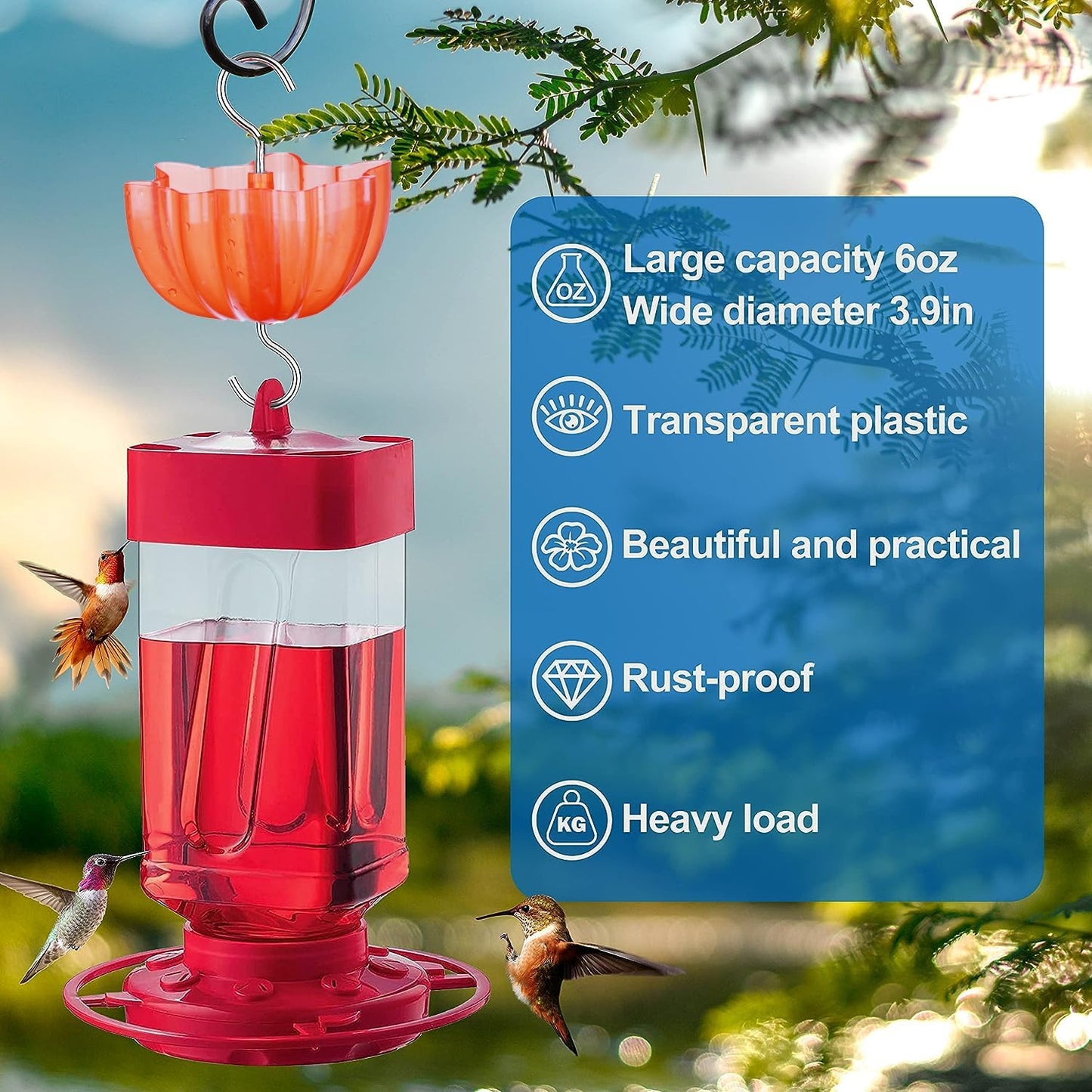 Ant Moat for Hummingbird Feeders, Vintage Style Humingbird Feeder Ant Guard & Stopper (Red 4 Pack)