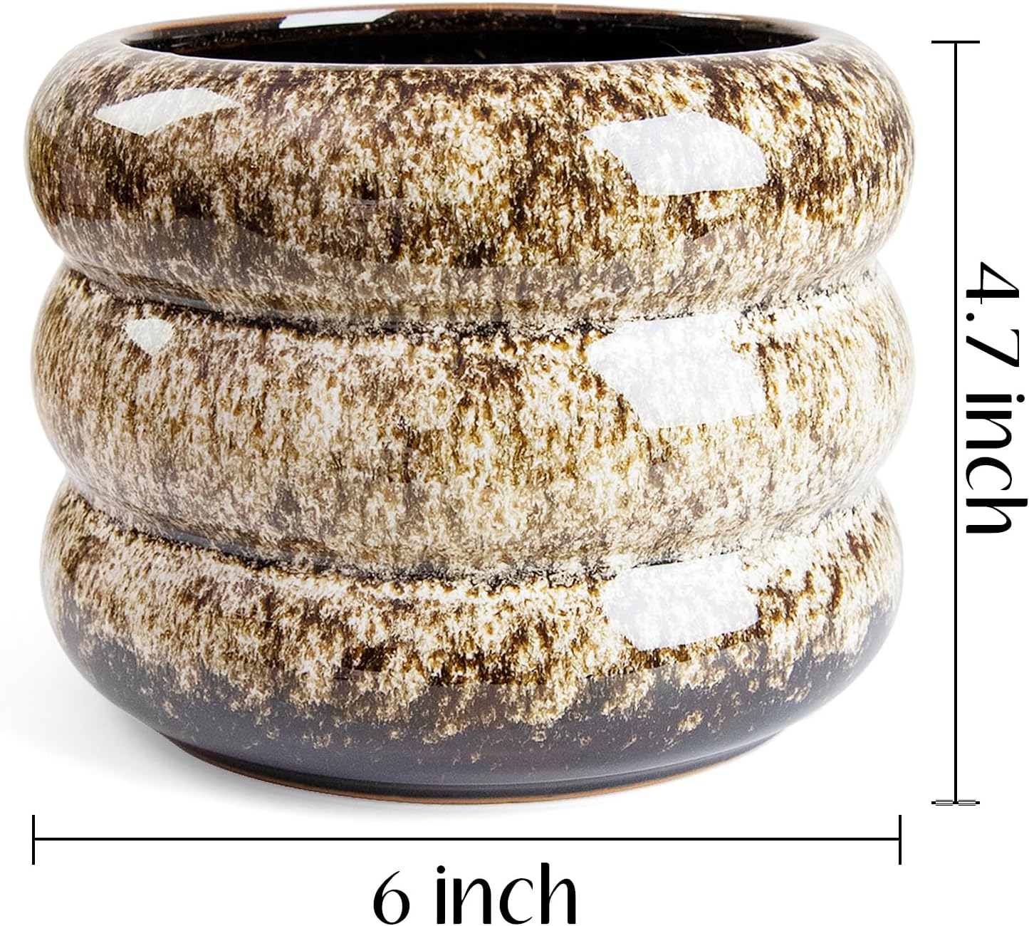 Ceramic 6 inch Plant Pot - Planter for Indoor Plants with Drainage Hole, Flower Pots for Orchid, Succulent,Outdoor Plants, Modern Glaze Planters for Home Office Decor Gift