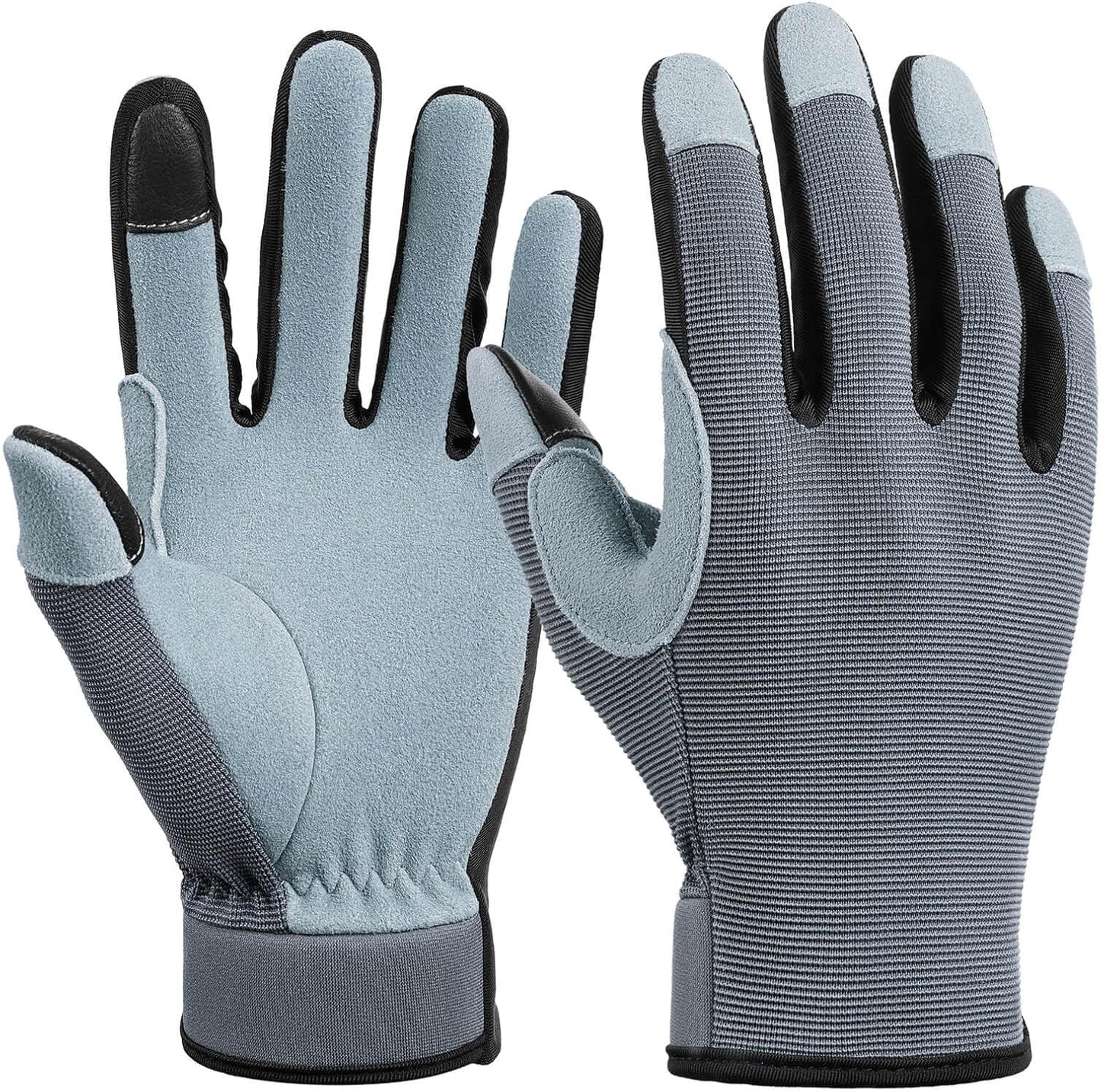 OZERO Women Leather Work Gloves: Touch Screen | Deerskin Garden Gloves with Grip | Ideal for Yard Work, Daily Tasks, Driving