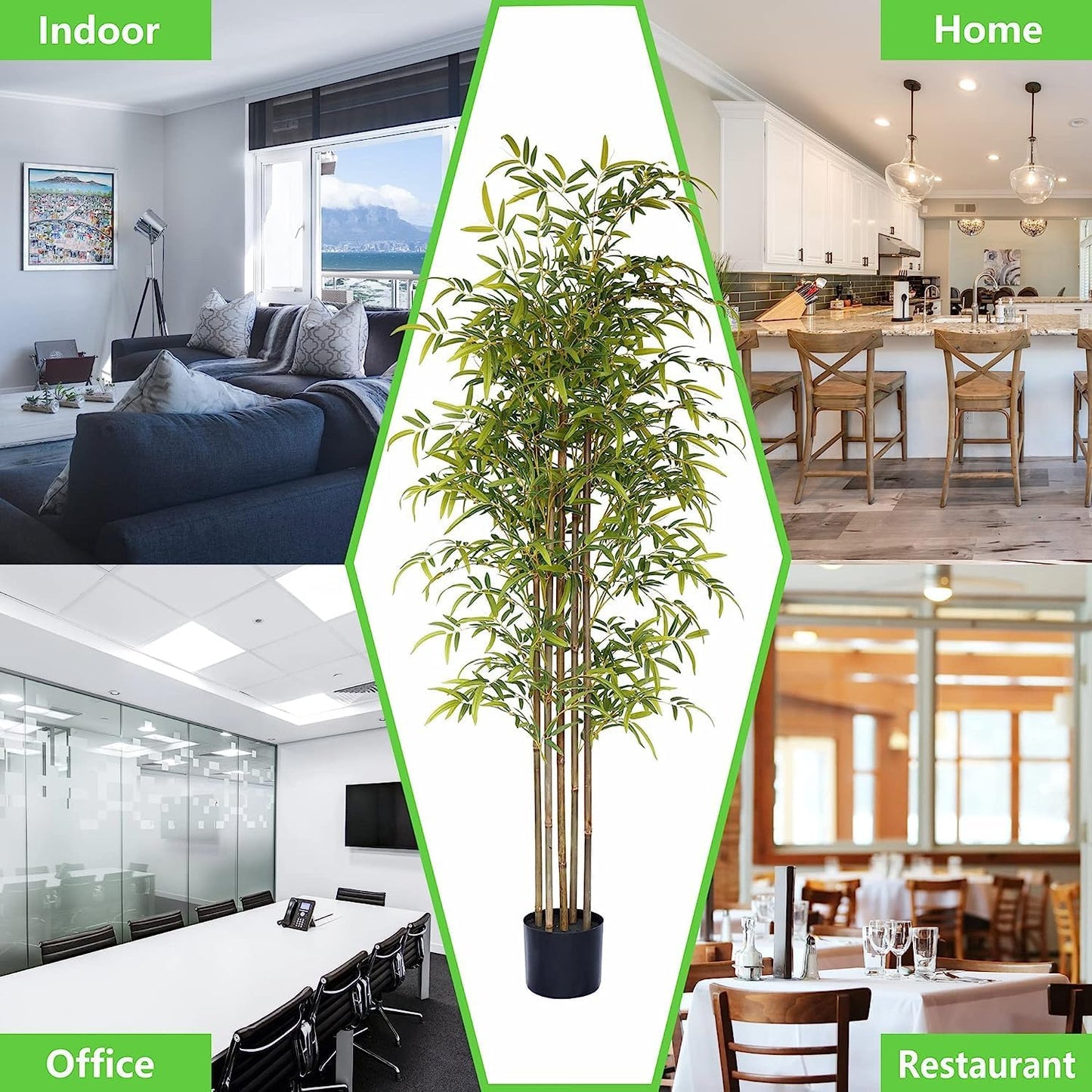 Happygrill Artificial Bamboo Tree, Greenery Plants in Nursery Pot, Decorative Fake Trees Artificial Trees for Home Decor Indoor,Office, Entryway, 5Ft High