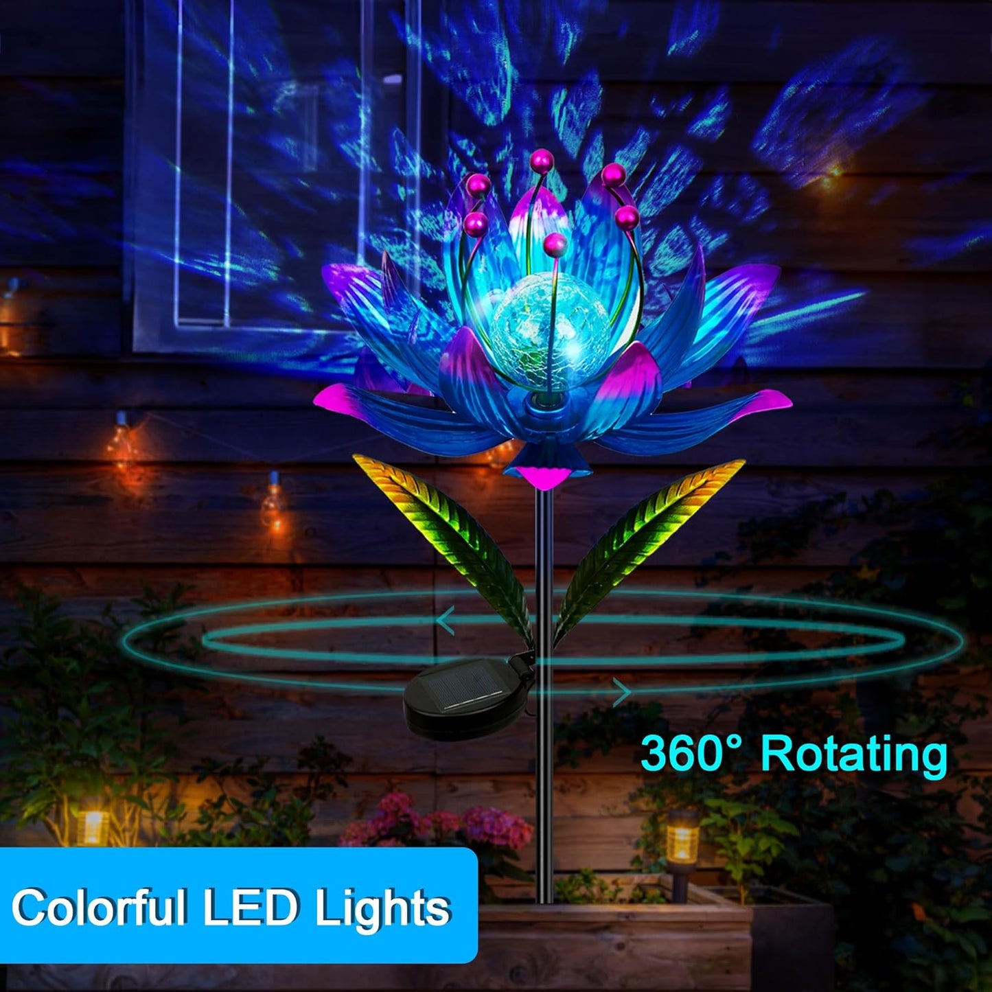 Wind Spinners Outdoor, 38 Inch Metal Wind Spinner Yard Art with Stake, Colorful Solar Windmill for Yard and Garden Lawn Patio Farmhouse Decor