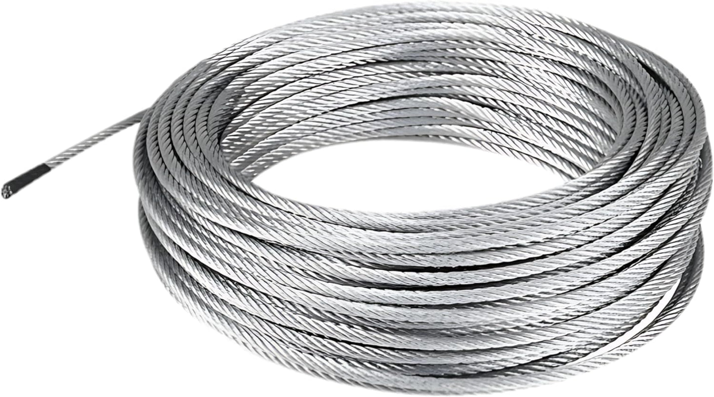 304 Stainless Steel Cable Wire Rope 3/8" 7x19-50 ft Coil for DIY Cable Decking Railing System, Marine Grade