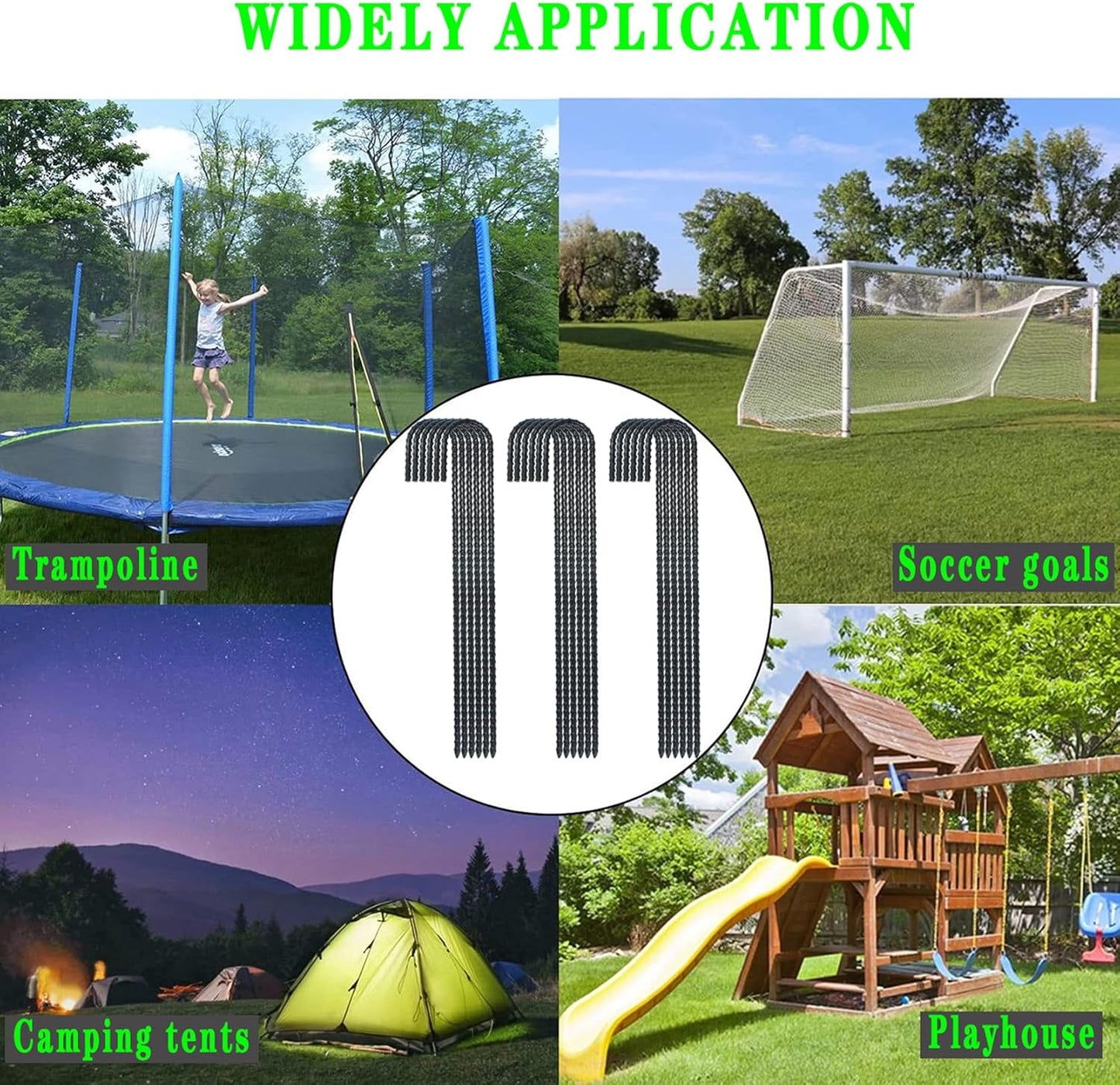 16 Inch Ground Rebar Stakes, J Hook Extra Heavy Duty Rust Proof Coated Steel Ground Anchors with Chisel Point End for Camping Tent and Canopy Tent (24)