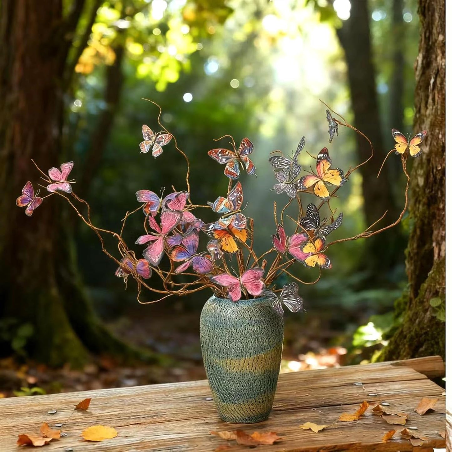 Artificial Butterfly, Silk Butterflys, Butterflies for Crafts for Floral Arrangements, 3D Butterfly Stakes Decor, Christmas Tree Decor, New Year Party Supplies