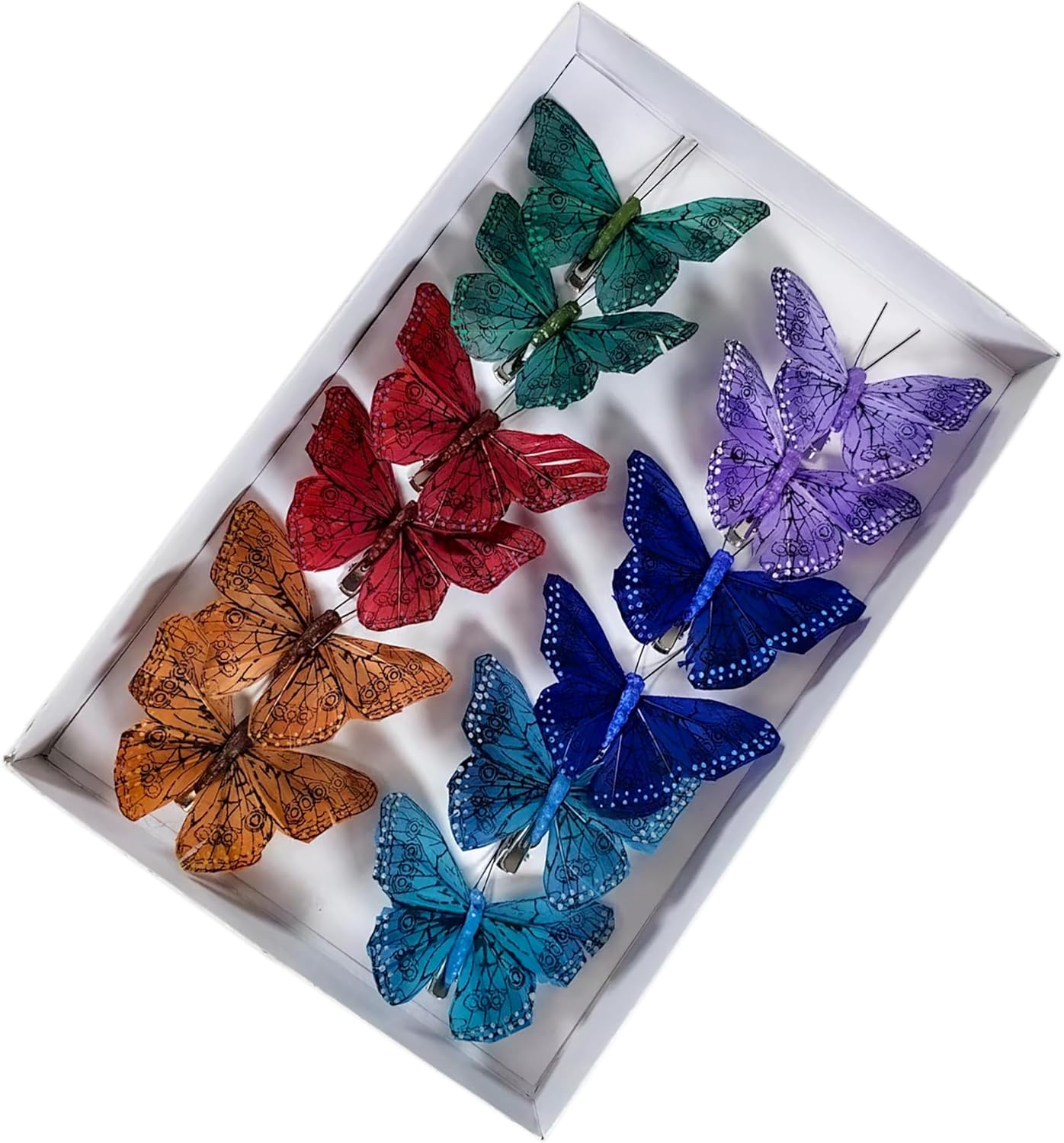 Cartanfill-Vibrant Multi-Colored Butterfly Clips, Set of 12 Decorations for Parties, Weddings and Home Decor