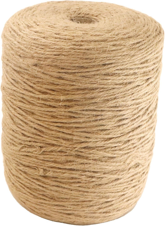 3mm x 2000 Feet Natural Jute Rope, Twine for Gardening Tomato Climbing Plant Tie Floristry Crafts Gift Wrapping Packing Decor