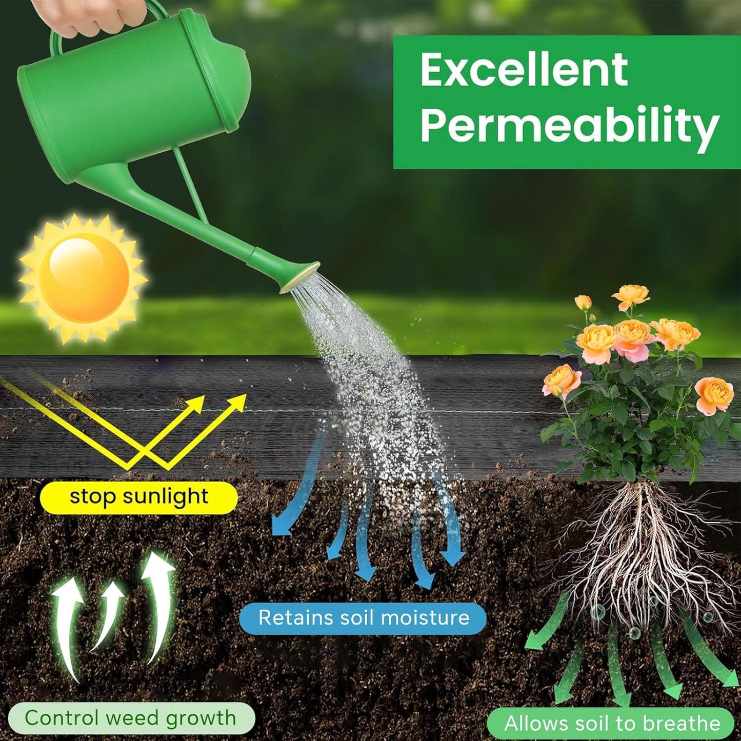 6FT X 180 FT Weed Barrier Landscape Fabric Heavy Duty,3.2 OZ Premium Garden Weed Blocker Fabric for Weed Control, Plastic Ground Cover with Woven Weed Cloth,Durable Landscaping Fabric