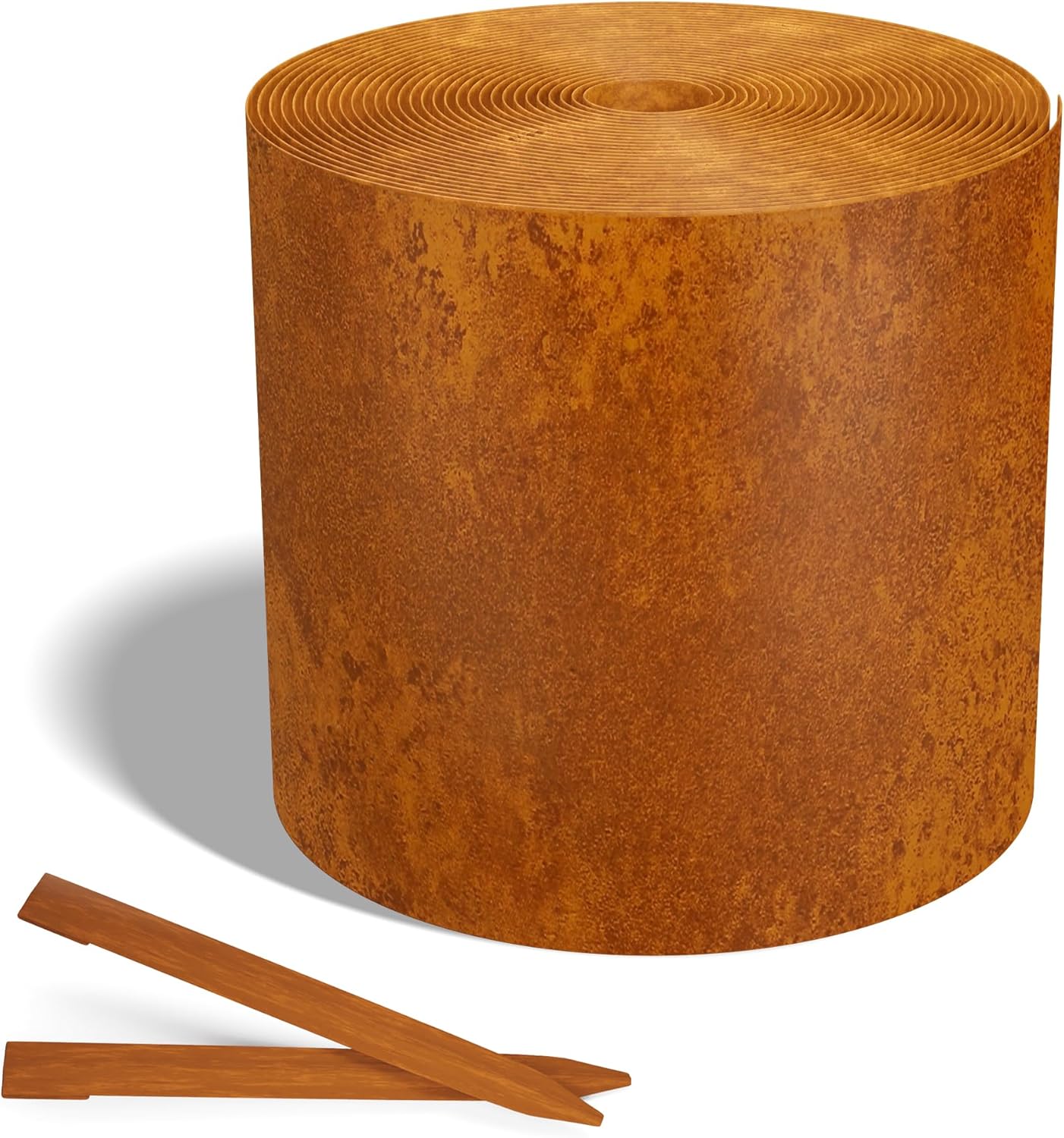 Worth Galvanized Steel Landscape Edging 6" x50' Metal Garden Edging Roll Flexible Bender Border with 16Pcs Stakes for Lawn, Flower Bed Edges, Rust-Like Color