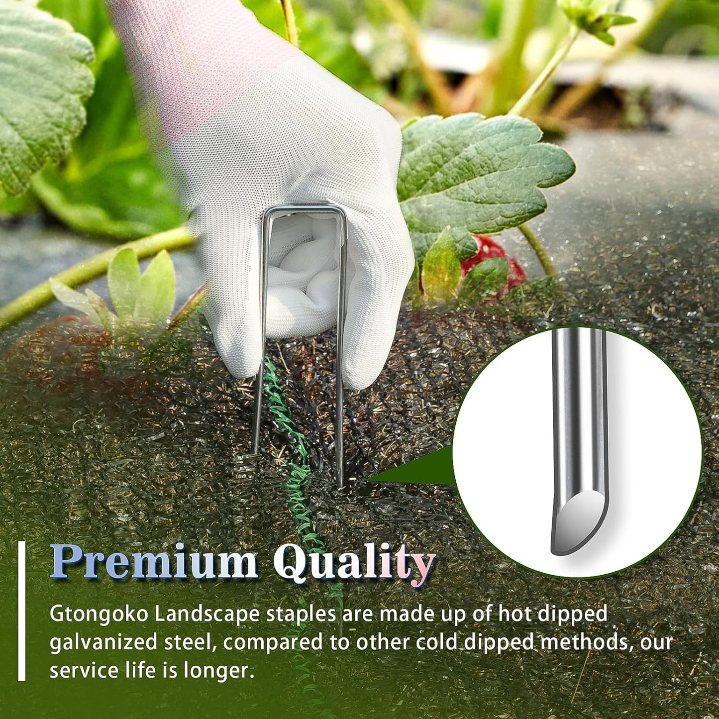 Gtongoko 50 Pack 4 Inch Galvanized Landscape Staples Garden Stakes Plant Cover Stakes 11 Gauge Lawn Staples Fence Stakes Ground Stake for Landscaping Securing Weed Barrier Fabric