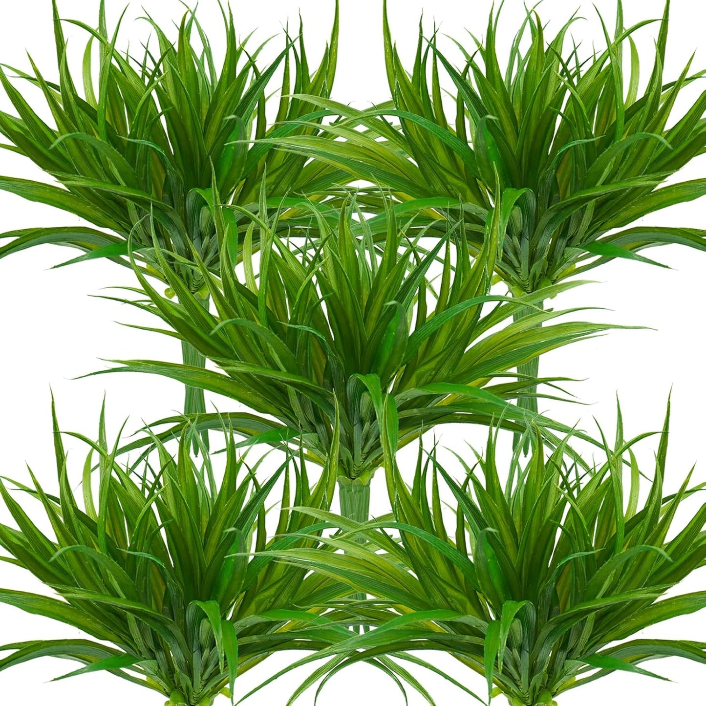 32 Pcs Artificial Grass Fake Plants 17.3in Outdoor Plants UV Resistant Faux Greenery Stems Fake Grass for Home Window Garden Office Patio Pathway Front Porch Halloween Décor Green