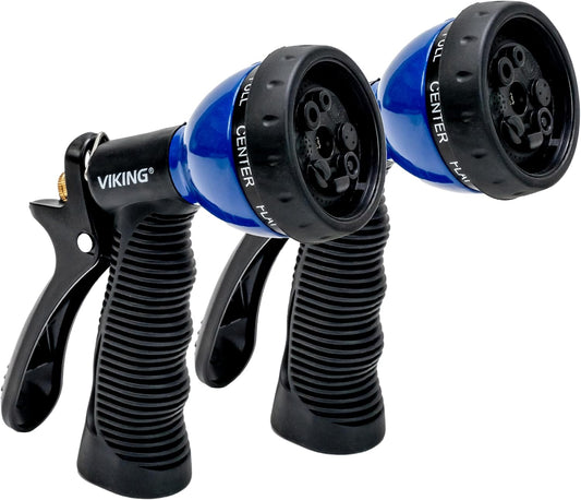 VIKING Hose Nozzle, Garden Hose Nozzle with 8 Spray Patterns, Adjustable and Heavy Duty for Washing Car, Watering Plants, Washing Pets, and Home Use, 2 Pack