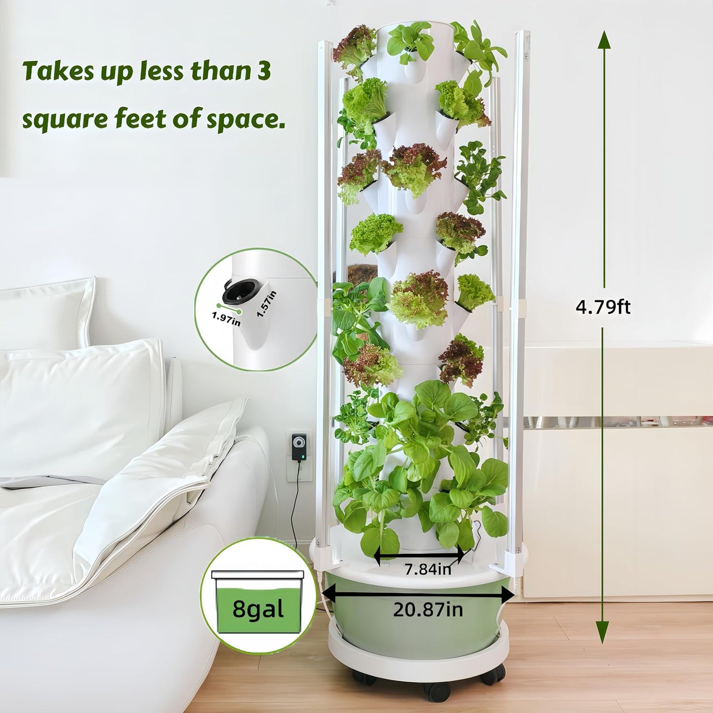 Hydroponic Growing System Kit with LED Grow Lights, Vertical Hydroponic Tower, Indoor Herb Garden, 32 Planting Pods,Lettuce Growing Garden