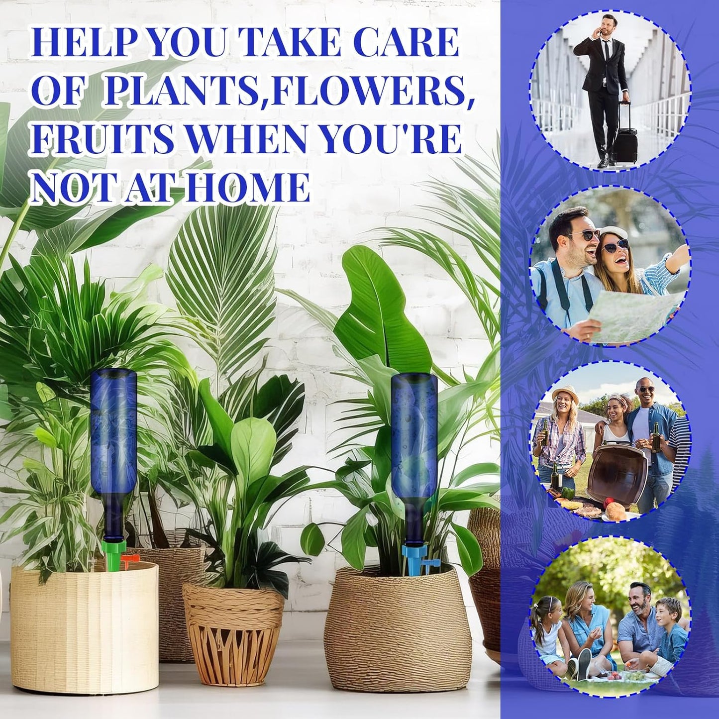 Plant Watering Devices with Self Watering Spikes and 26 oz Plastic Bottles Plant Waterer Devices with Adjustable Control Valve Switch Indoor Outdoor