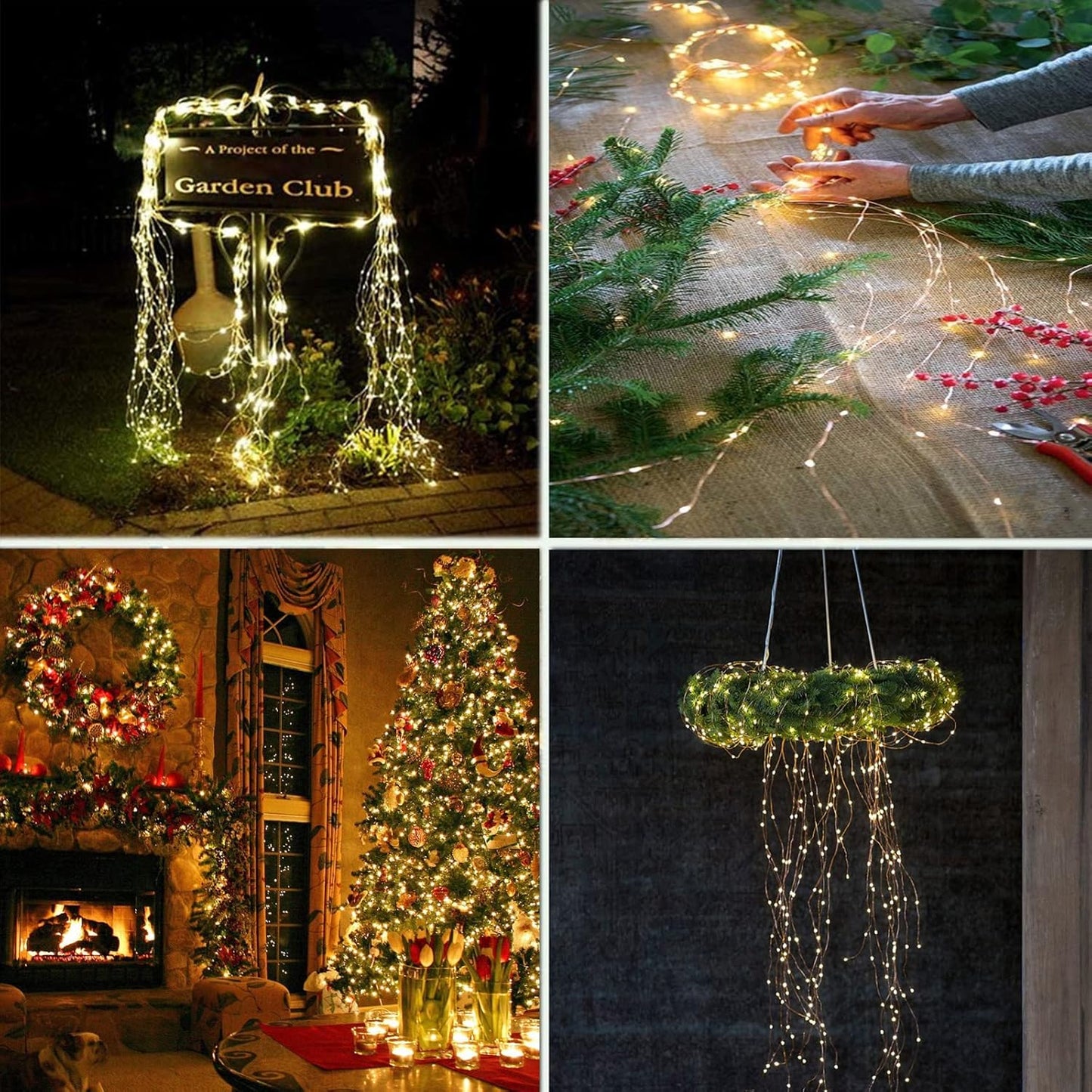 YITING 10 Strands 200 LEDs Solar Powered Twinkle Firefly Bunch Lights Waterproof (No watering can) 8 Modes Fairy Starry String Lights Decorative Vine Solar Lights for Outdoor Garden Christmas Tree