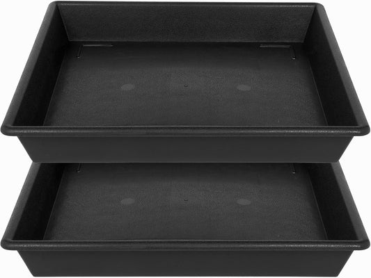 Square Plant Saucer 20 Inch 2 Pack 16 18 20 Extra Large Plant Trays for Pots Heavy Duty Plastic Plant Saucers for Indoors Outdoors, Flower Pot No Holes Plant Drip Trays