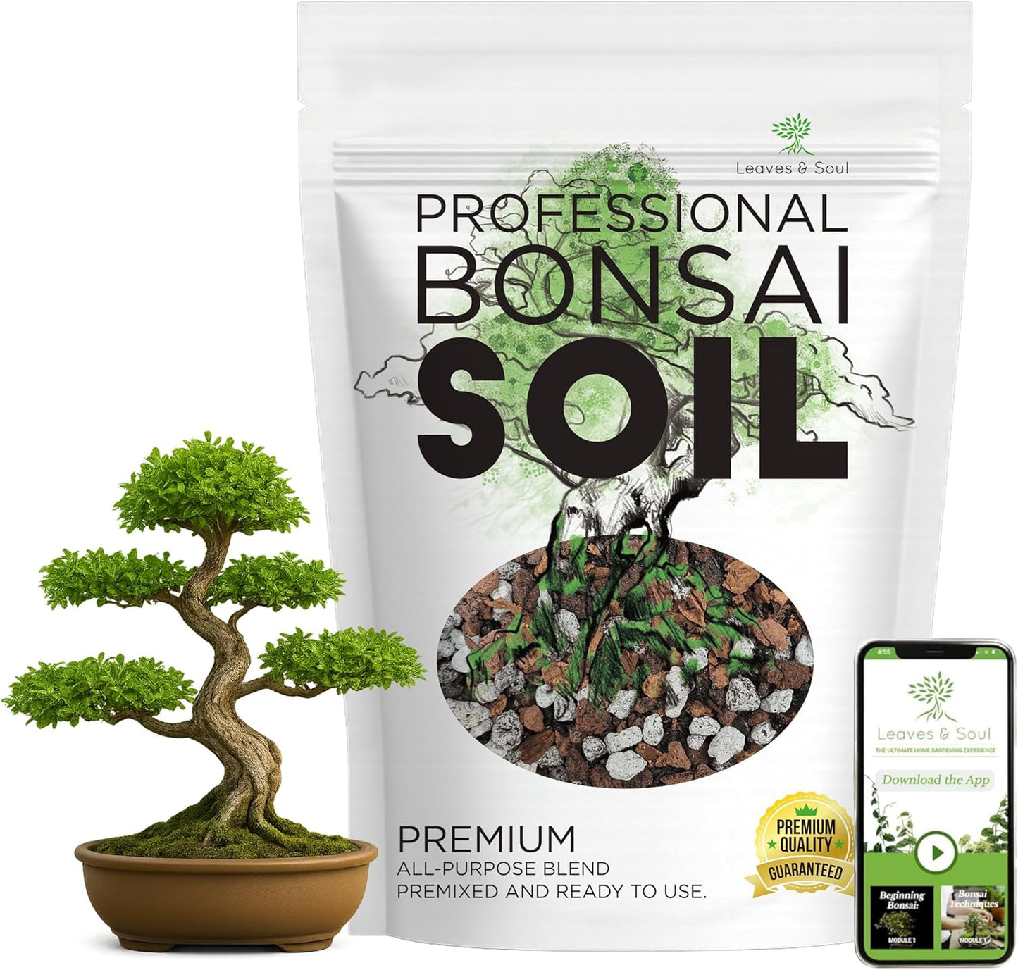 Large Bonsai Soil Premium All Purpose Blend | Pre-Mixed Ready to Use for Plant Support and Fast Drainage | Lava, Limestone Pearock, Calcined Clay and Pinebark | Extra Large 8.2 Quarts | Made in USA